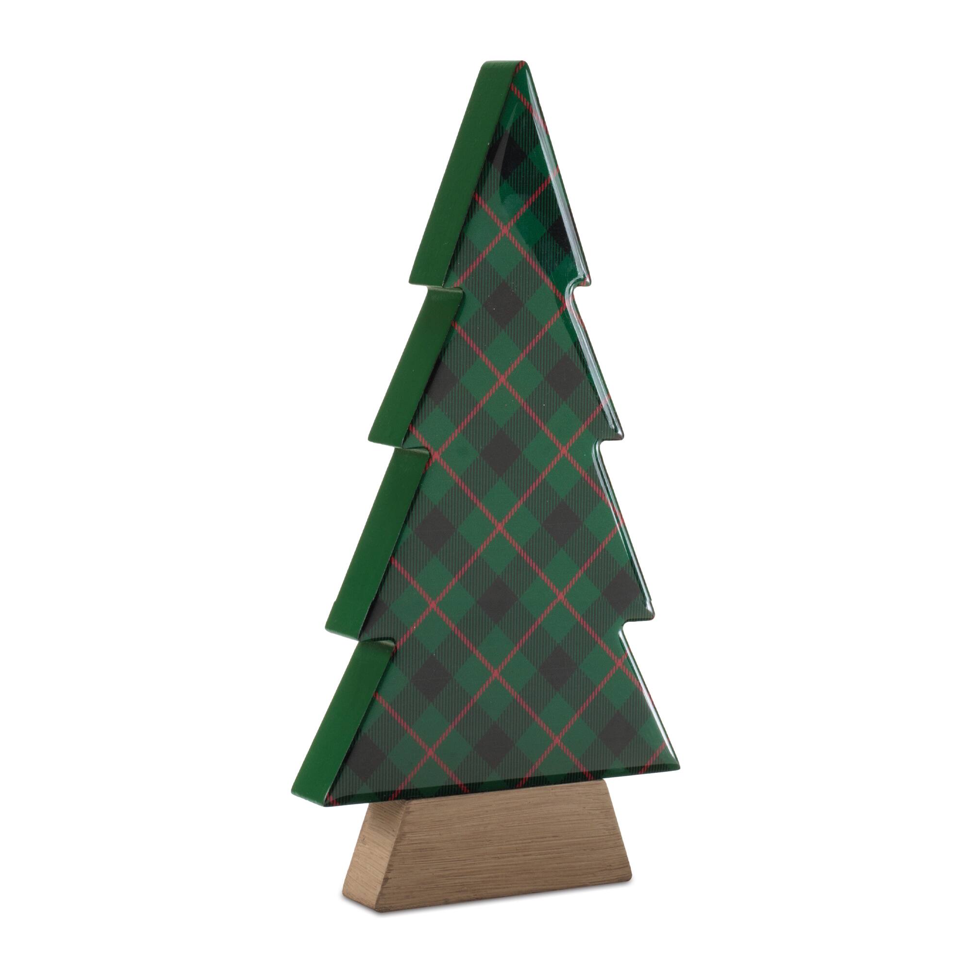 Melrose Plaid Holiday Tree with Wooden Base Set