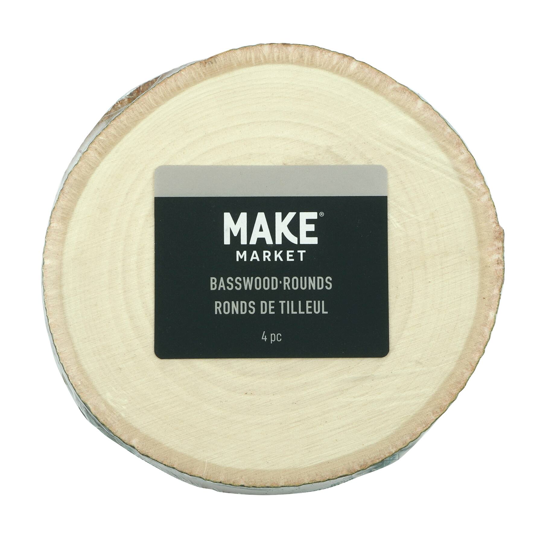 12 Packs: 4 ct. (48 total) 3.875" Basswood Slices by Make Market®