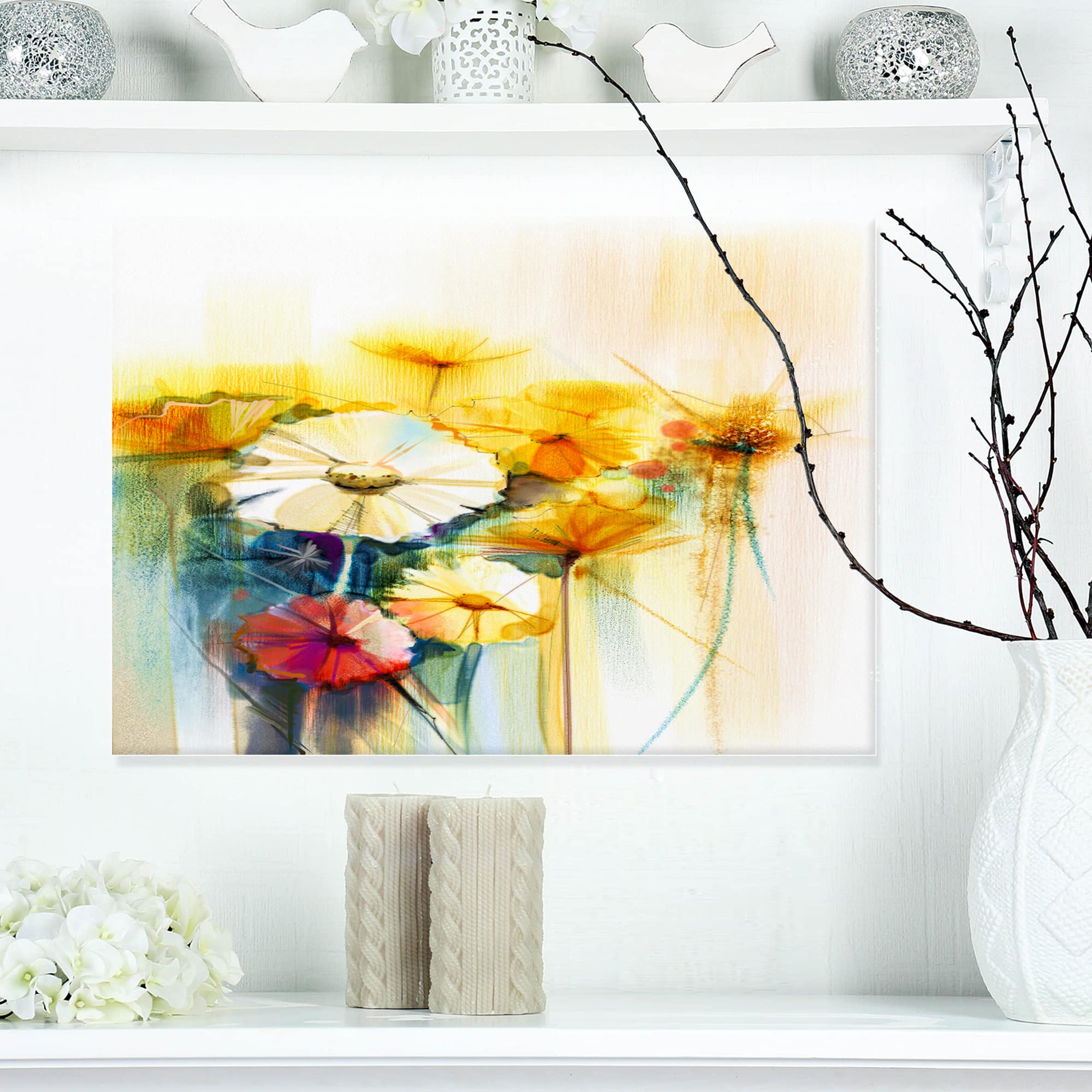 Designart - Bunch of White Yellow Flowers