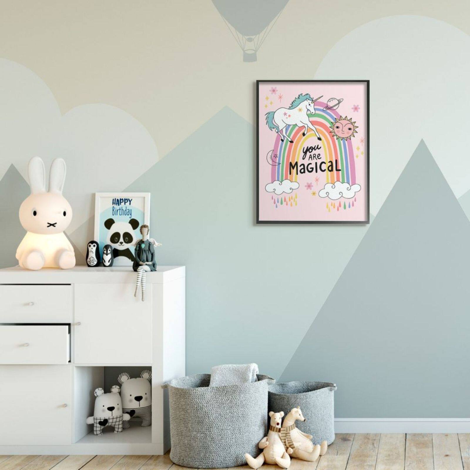 Stupell Industries You Are Magical Unicorn Rainbow Black Framed Wall Art