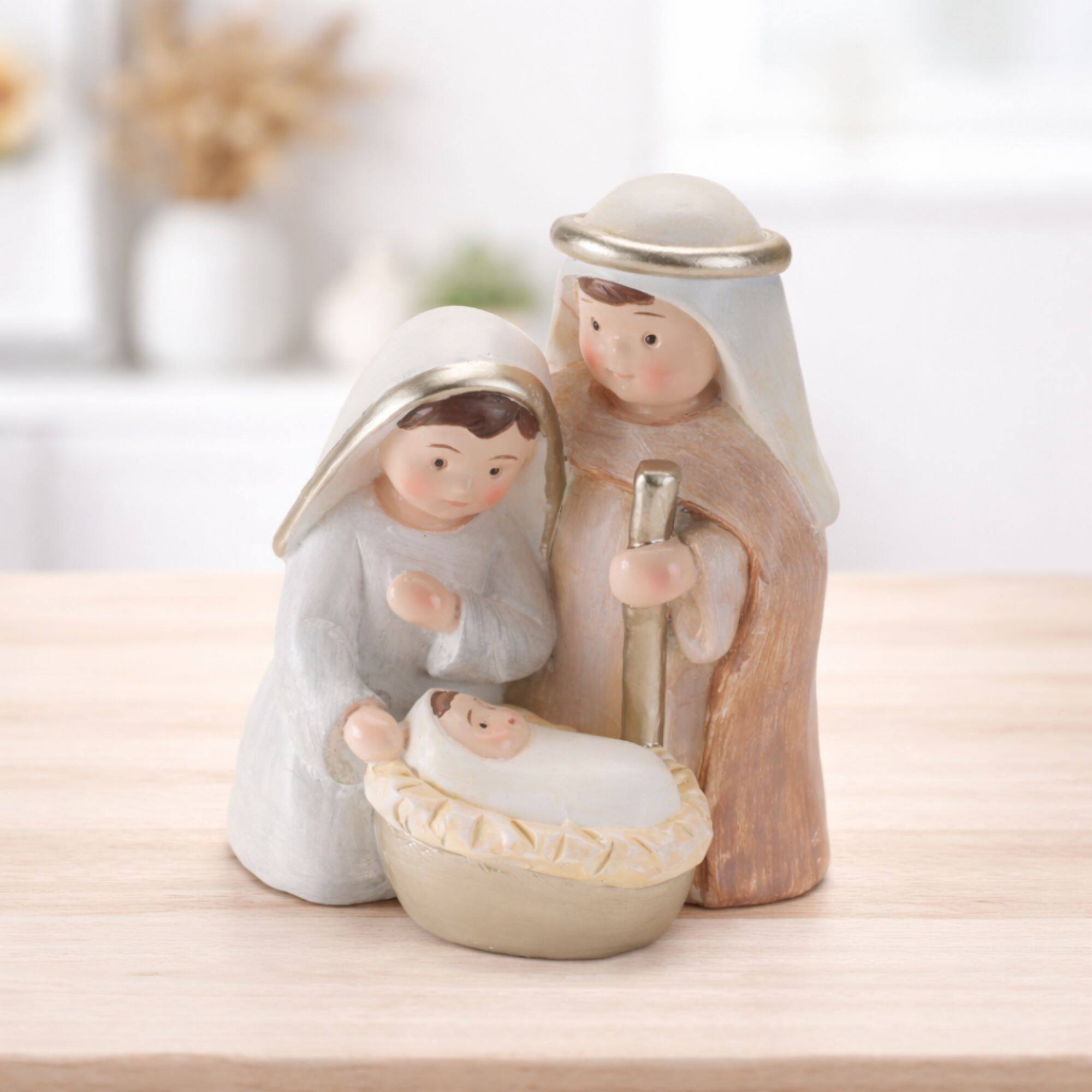 Melrose 5.75" Neutral Toned Holy Family Nativity Figurines, 4ct.