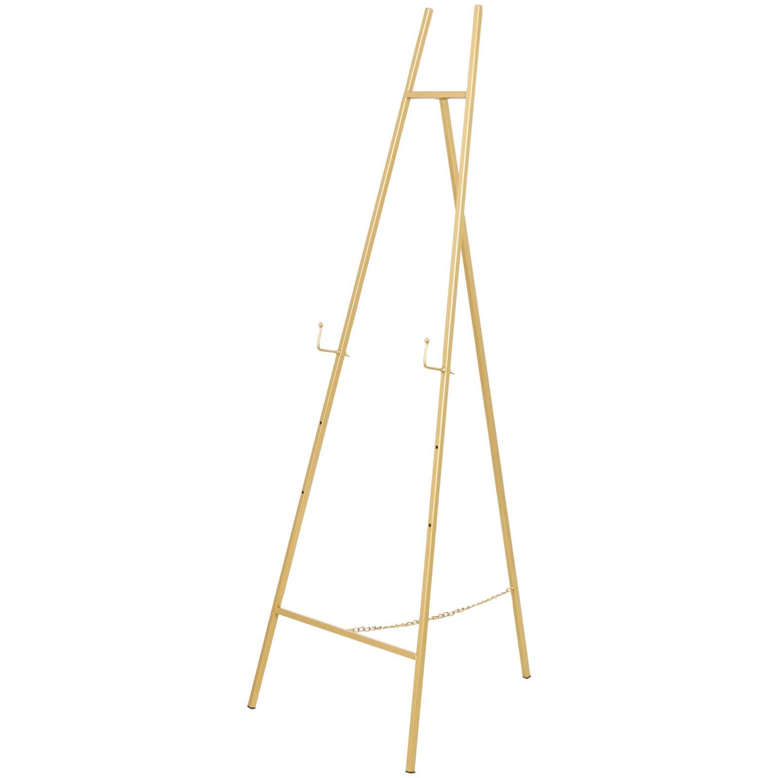 56" Gold Metal Geometric Tall Adjustable Floor 3-Tier Easel