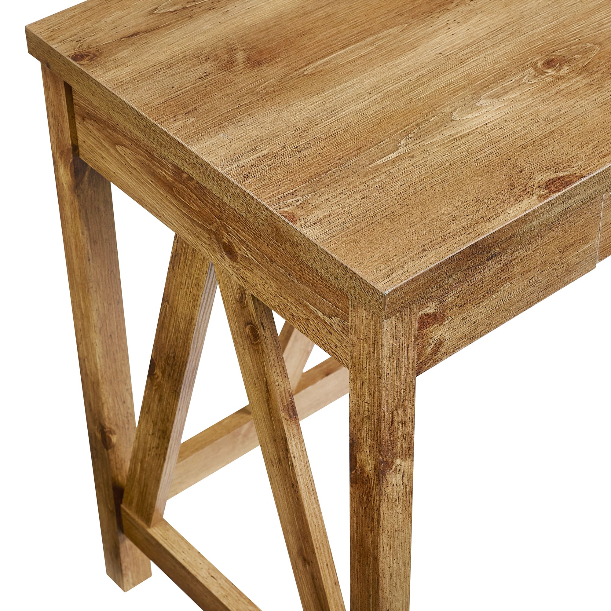 Walker Edison 46" Barnwood A Frame Wood Computer Desk with Drawer