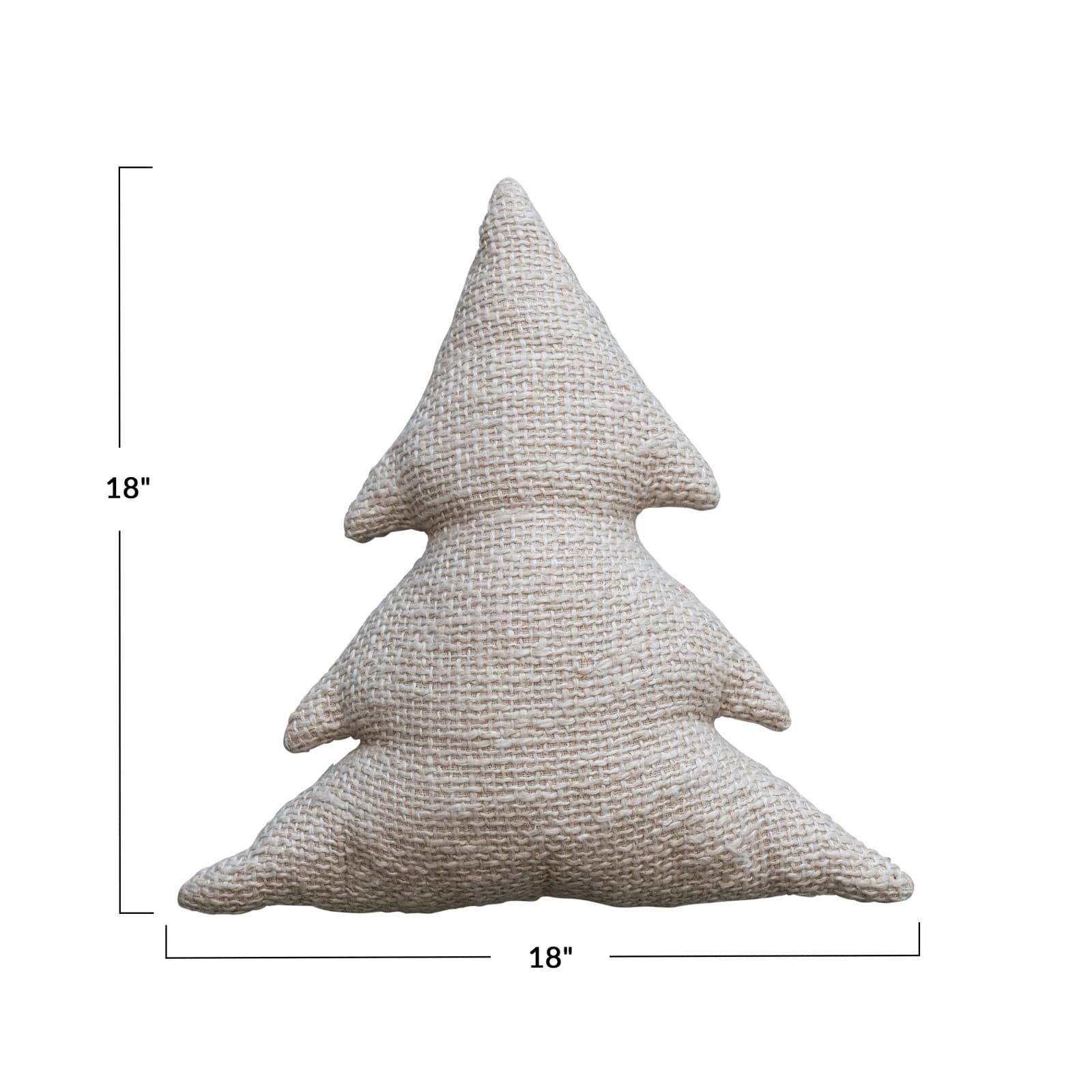 Hello Honey® 18" Natural & Metallic Gold Thread Cotton Slub Tree-Shaped Throw Pillow