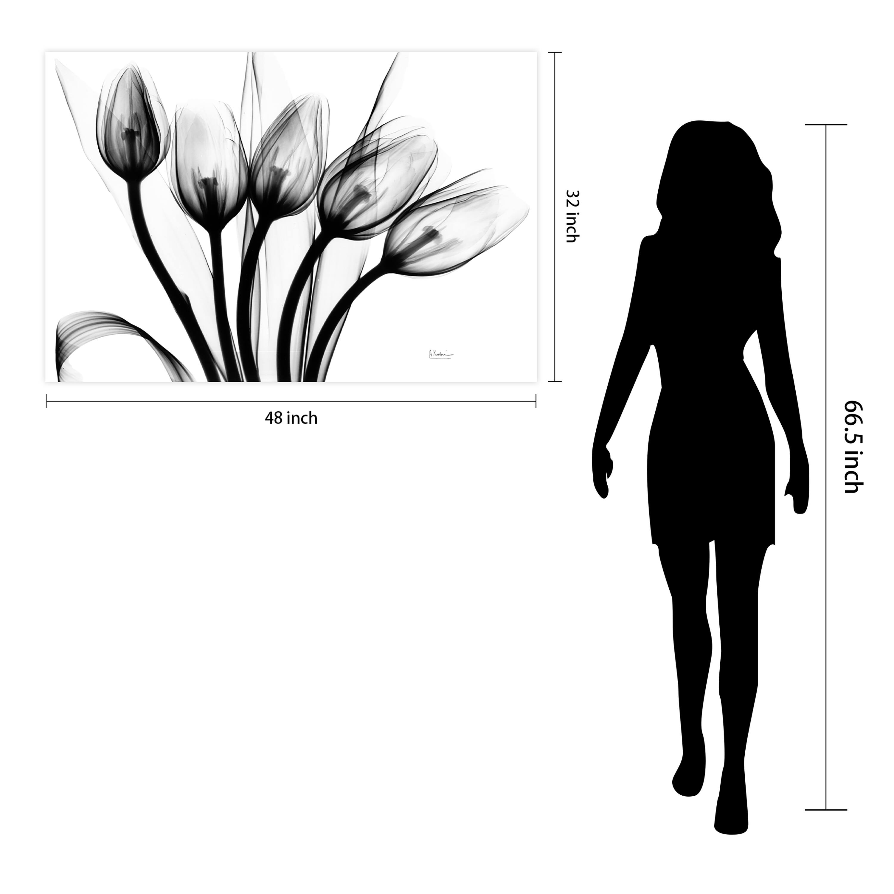 Empire Art Direct 32" x 48" Marching Tulips Frameless Free Floating Printed Tempered Glass Wall Art