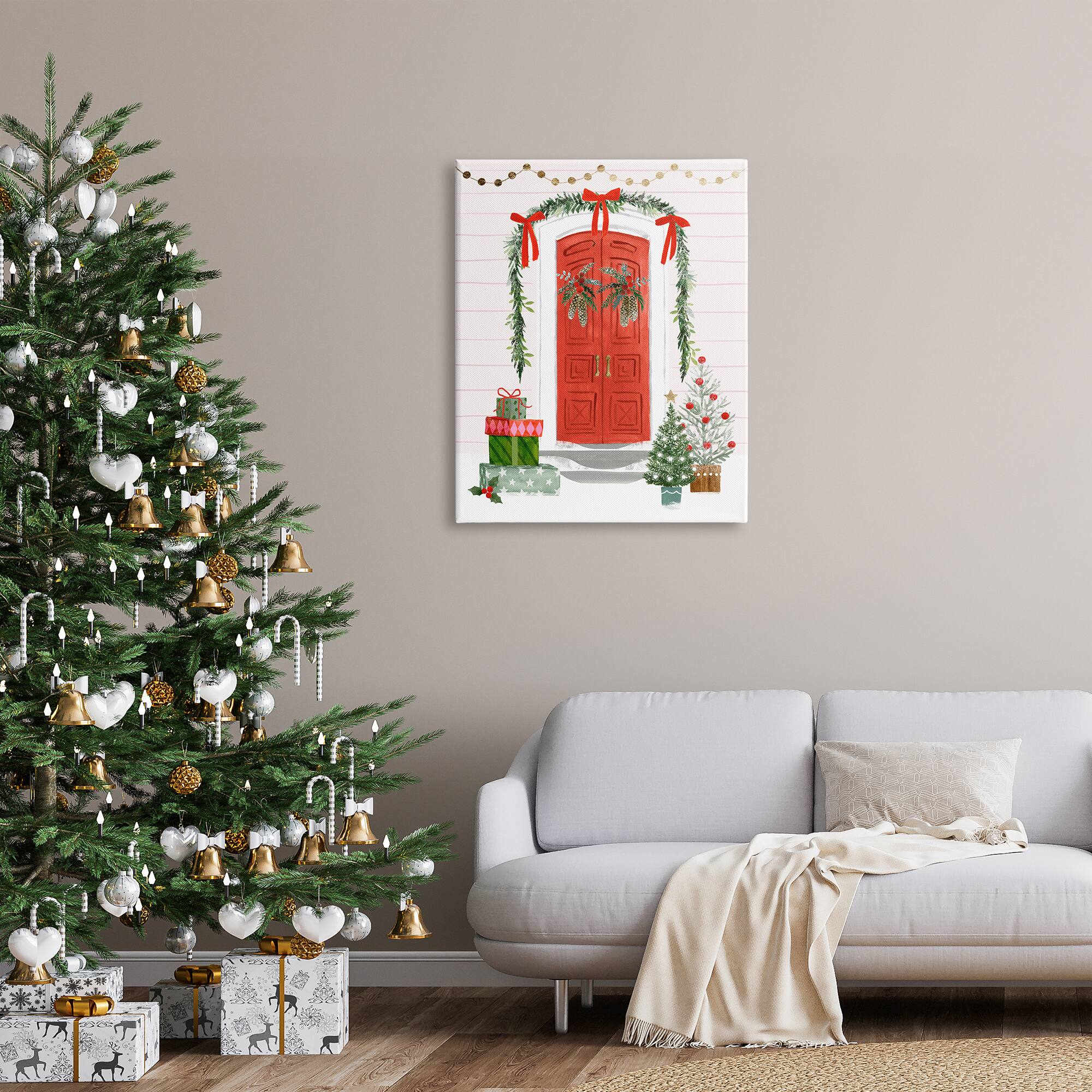 Stupell Industries Red Jolly Christmas Doorway Canvas Wall Art