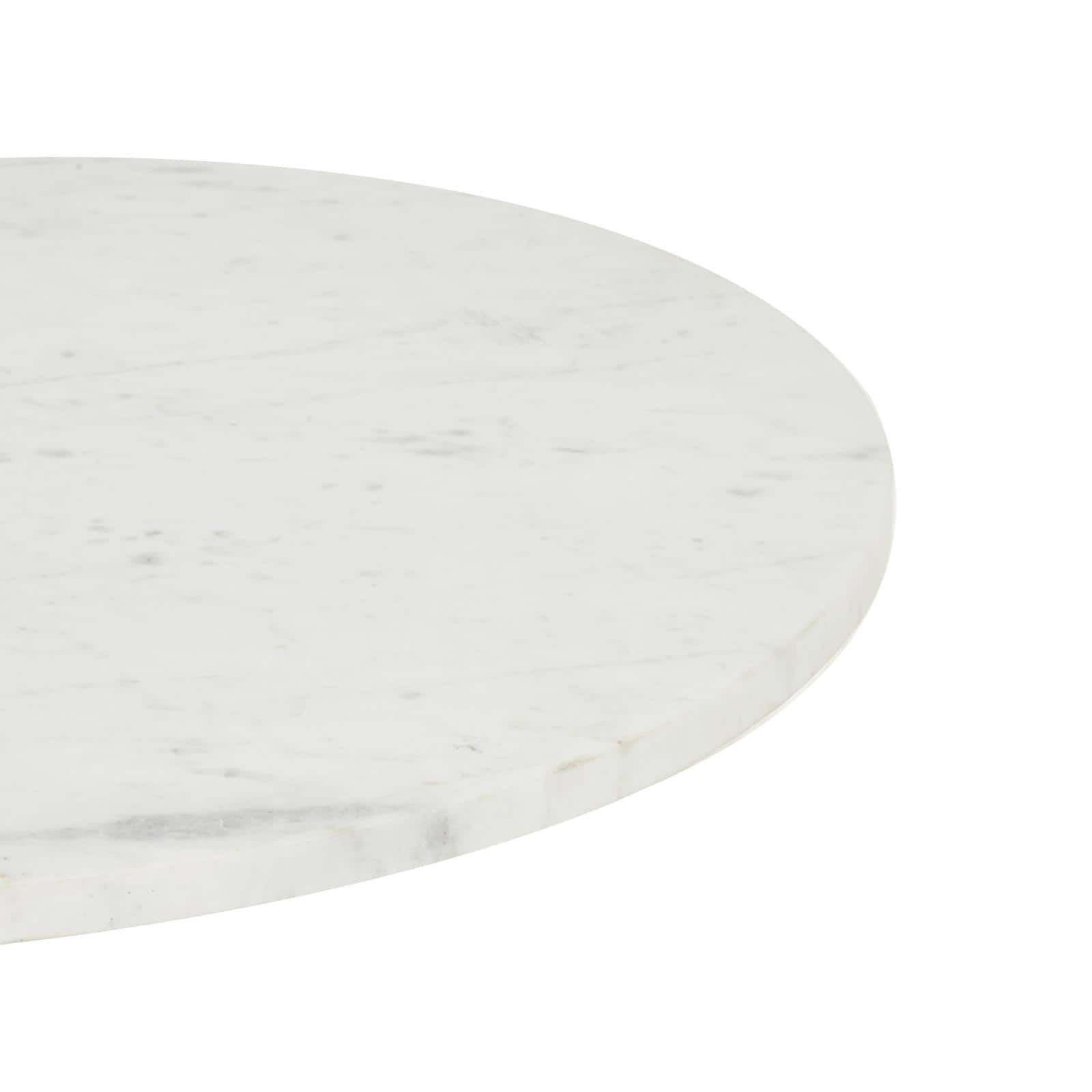 19" x 20" Silver Metal Geometric Pedestal Accent with White Marble Tabletop