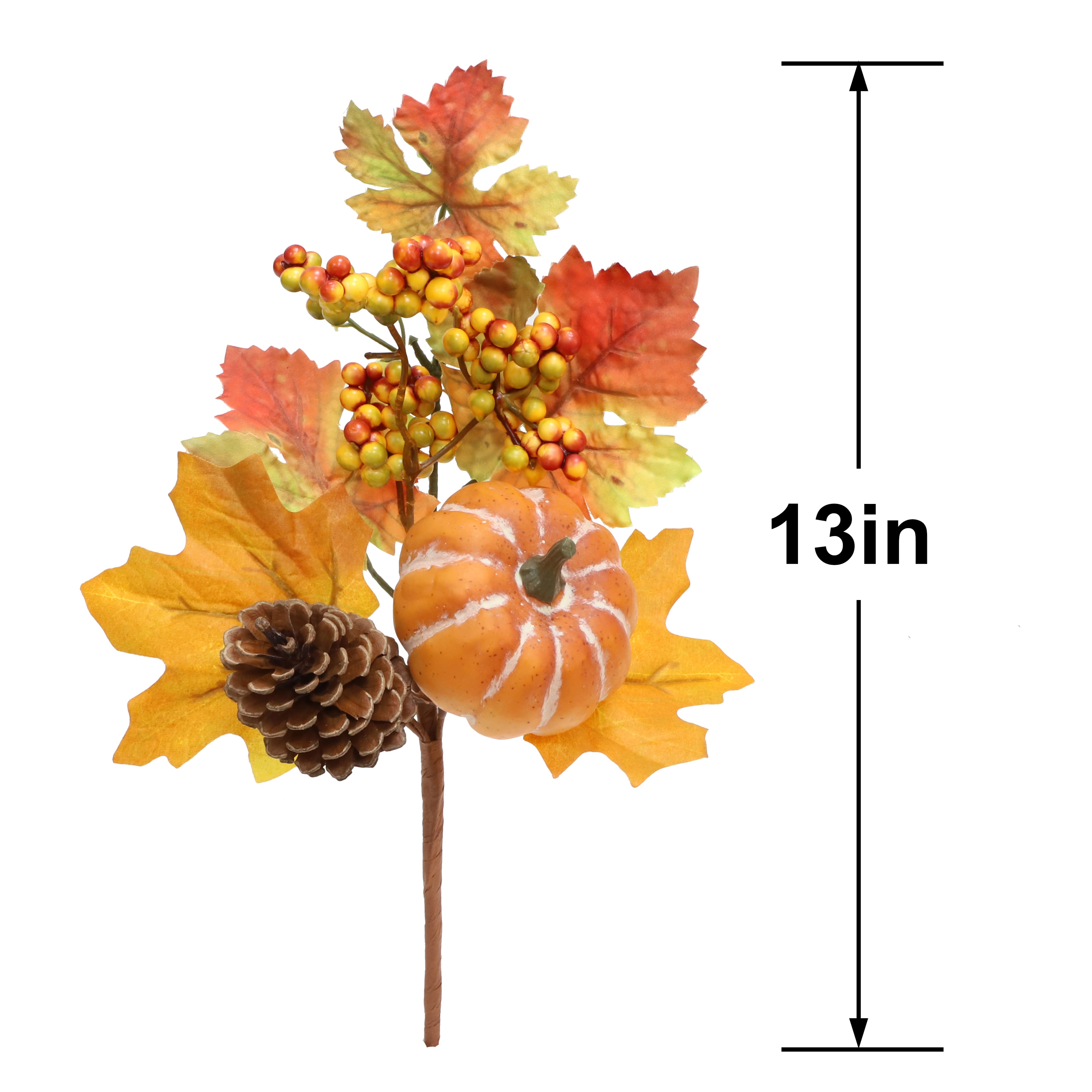 13" Orange, Yellow & Red Maple Leaf Pick with Pinecone & Pumpkin by Ashland®