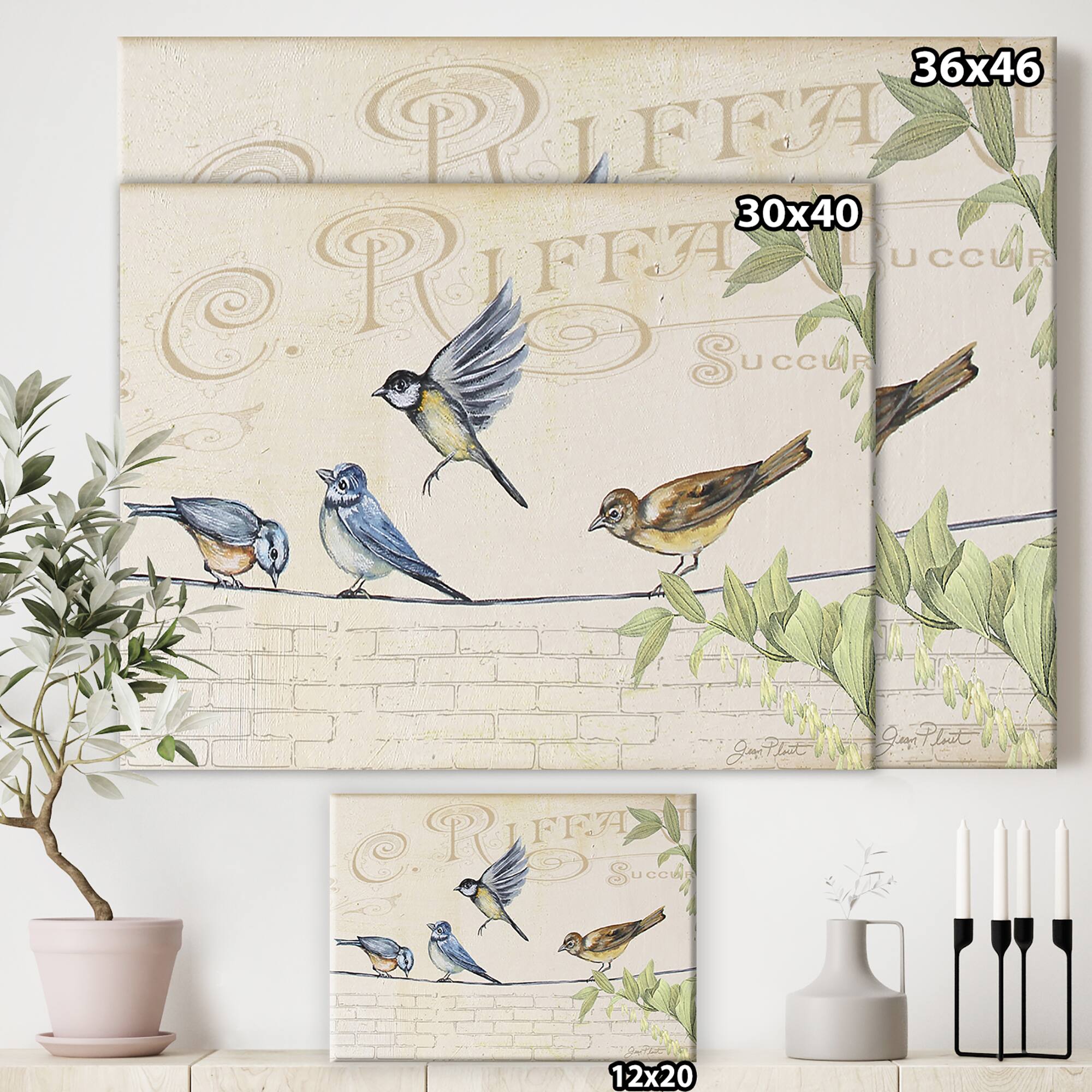 Designart - Birds Gathered On Wire Paris I