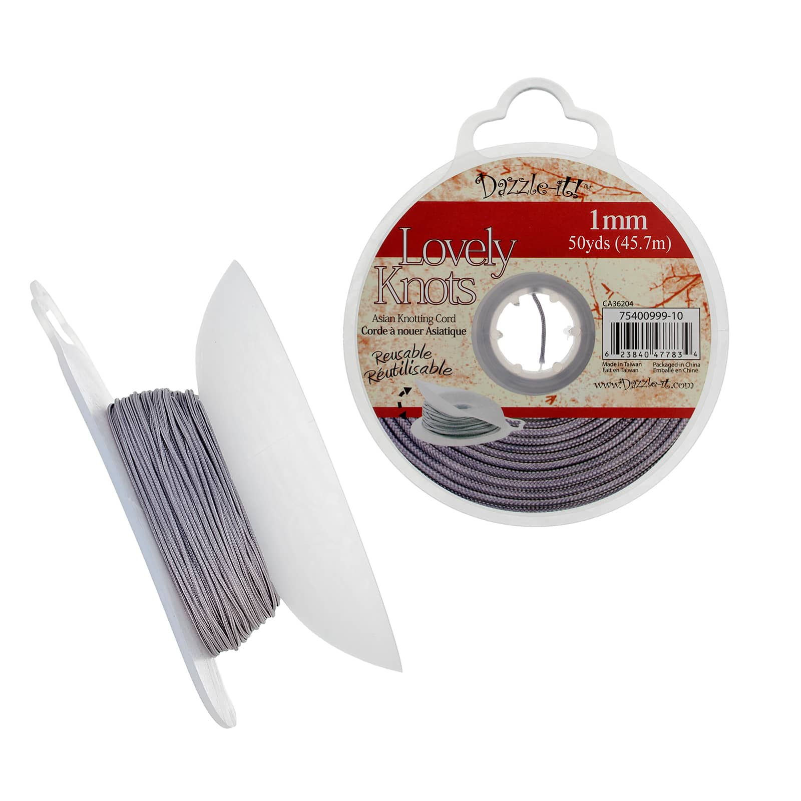 John Bead Lovely Knots 1mm Asian Knotting Cord with Bobbin, 50yd.