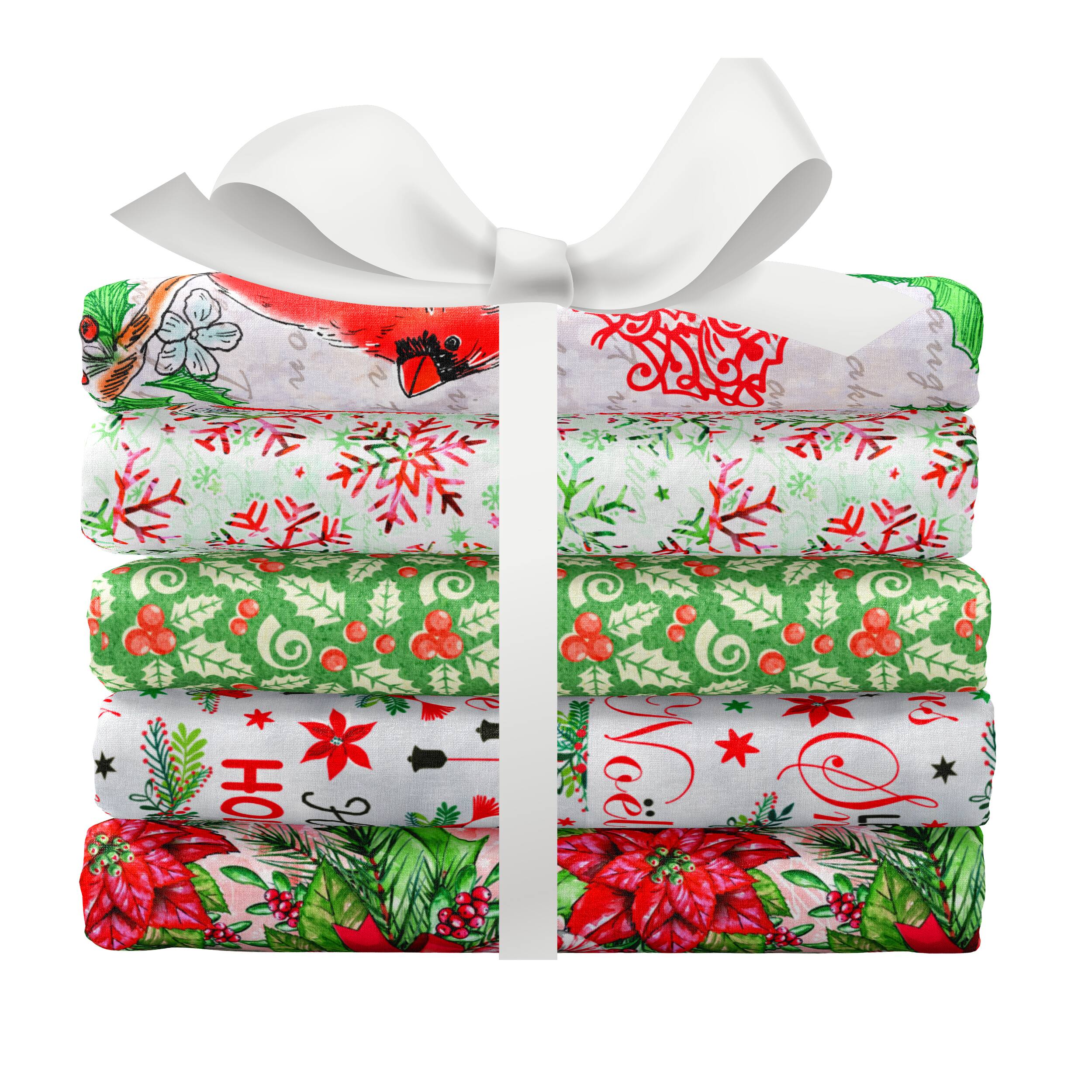 SINGER Christmas Cardinals 5 Piece Fat Quarter Bundle