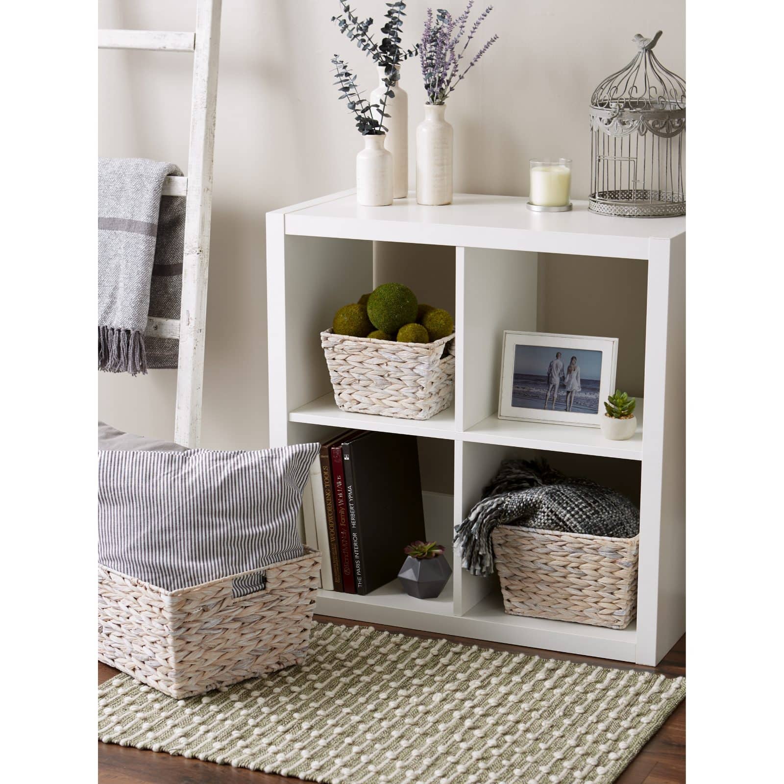 DII® White Wash Hyacinth Basket Set
