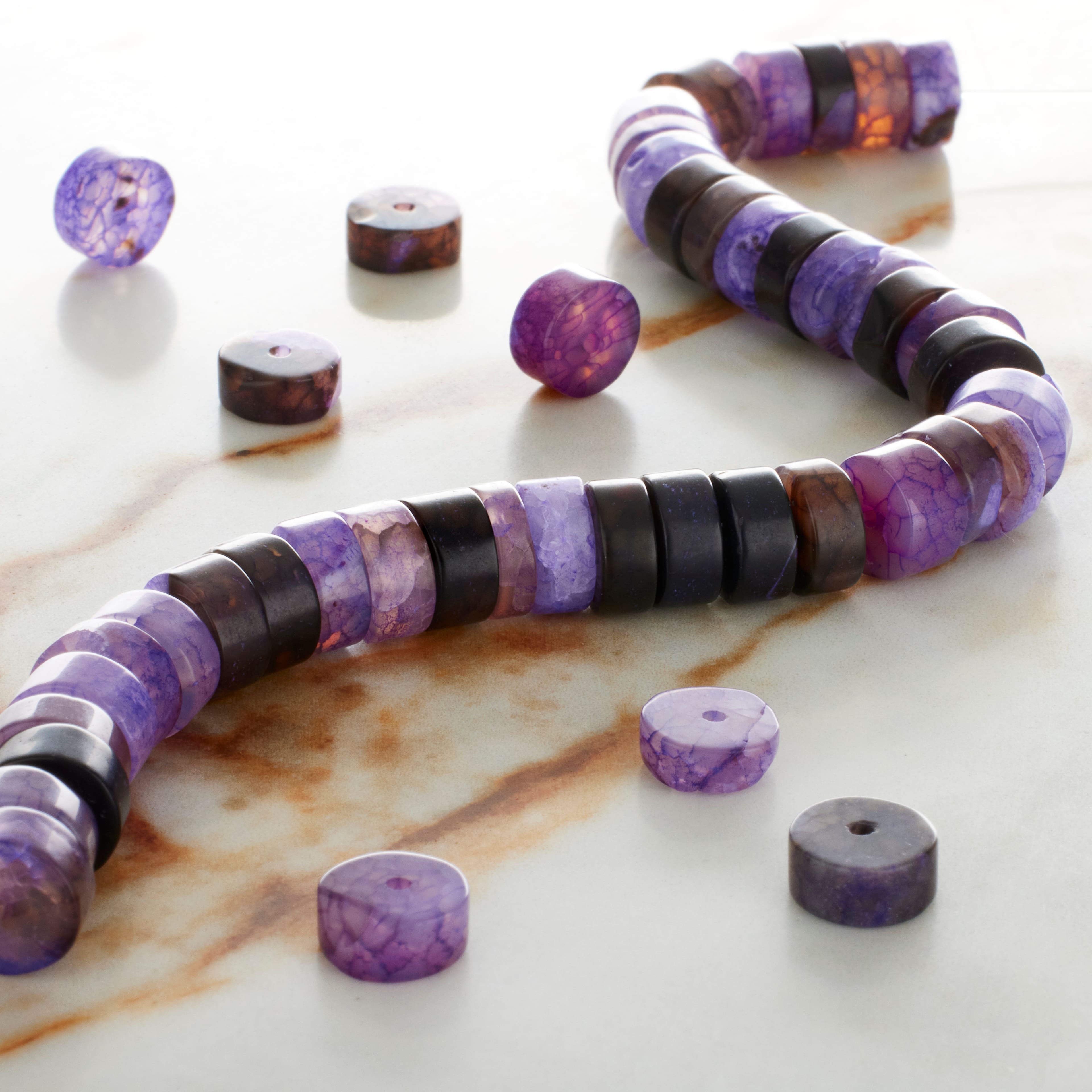 Purple Agate Heishi Beads by Bead Landing