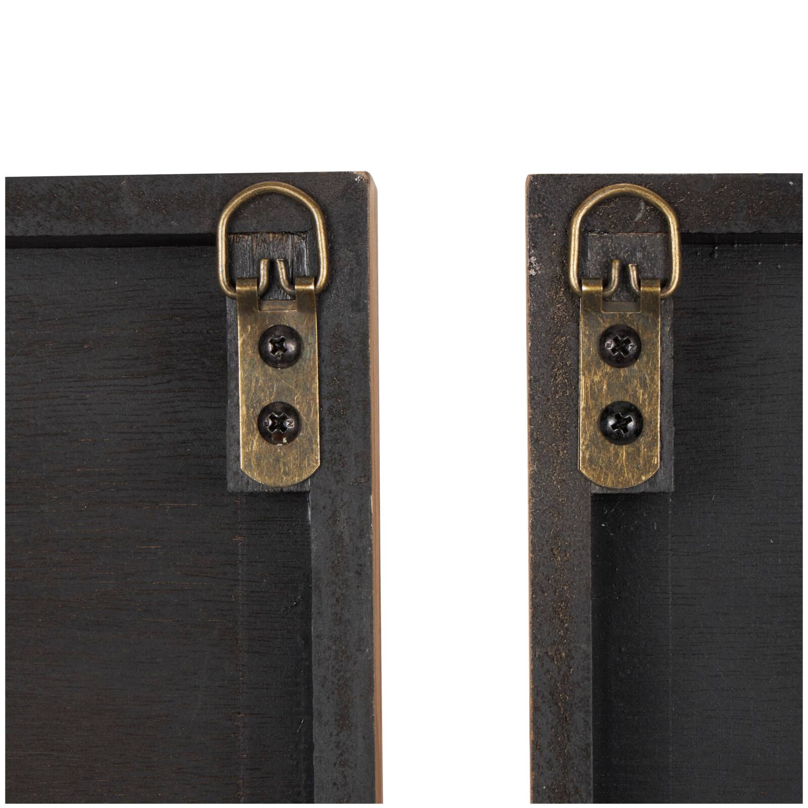 32" Brown Wooden Geometric Handmade Two-Toned Wall Décor Set