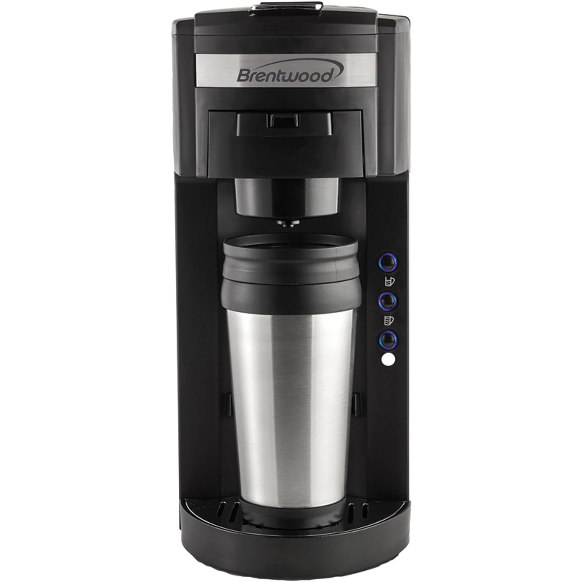 Brentwood Black Single-Serve Coffee Maker with Travel Mug