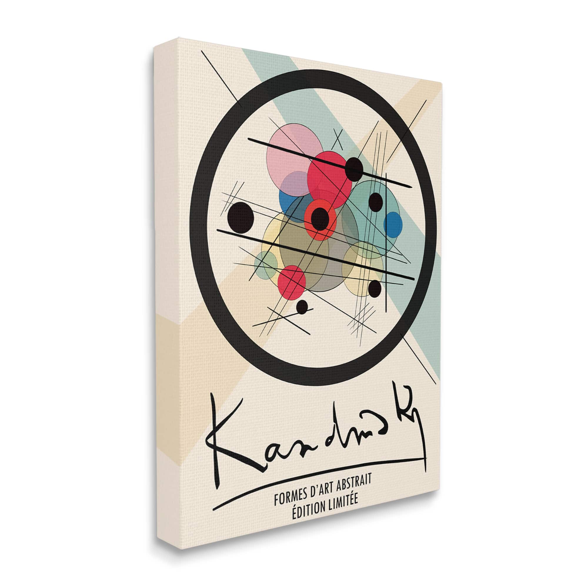 Stupell Industries Kandinsky Traditional Abstract Layered Circles Patchwork Lines Canvas Wall Art