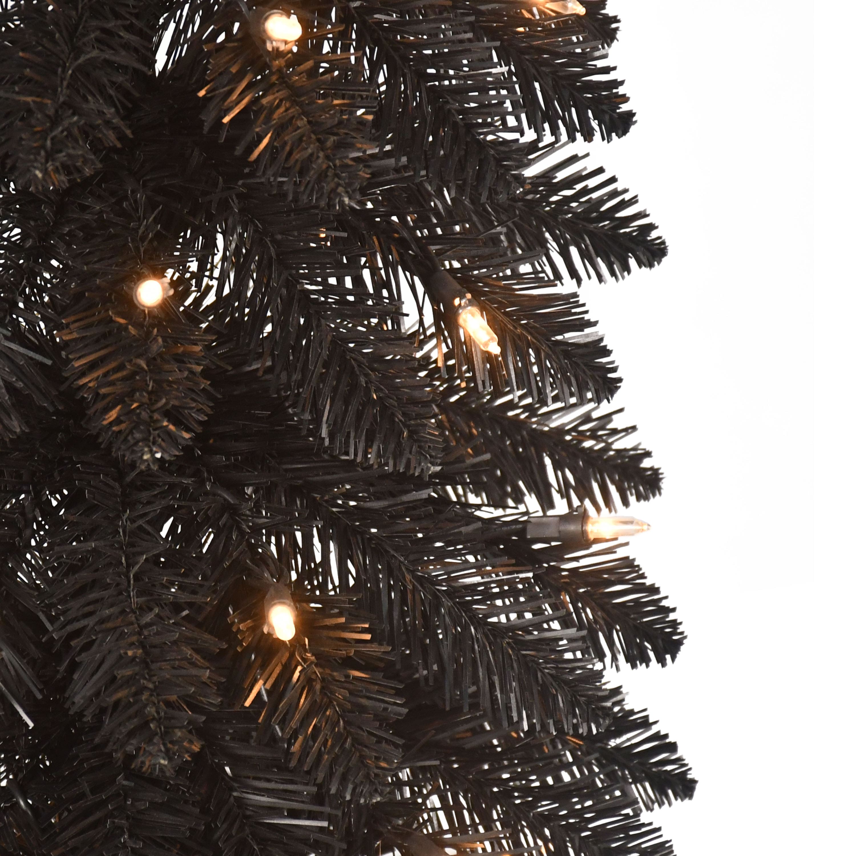 6ft. Pre-Lit Black Alpine Pencil Artificial Christmas Tree, Clear Lights