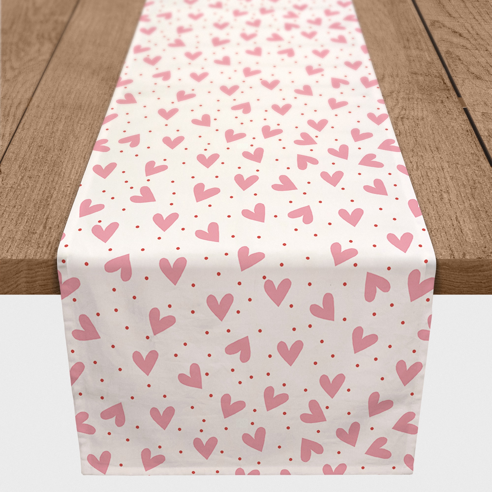 Heart Polka Pattern 16" x 72" Cotton Twill Runner
