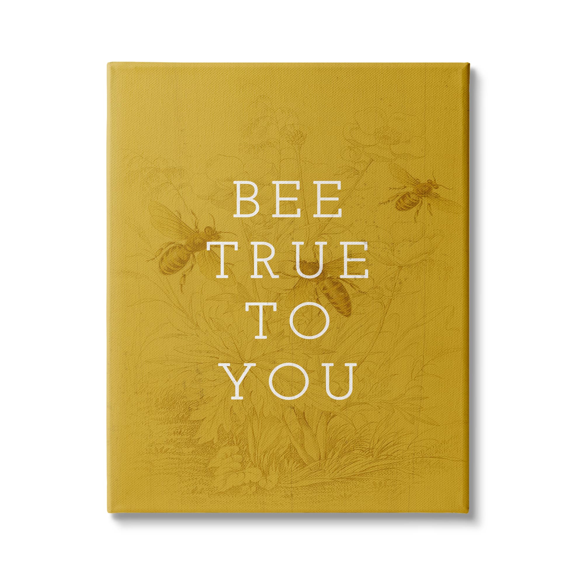 Stupell Industries Be True to You Phrase Vintage Bee Pun Canvas Wall Art