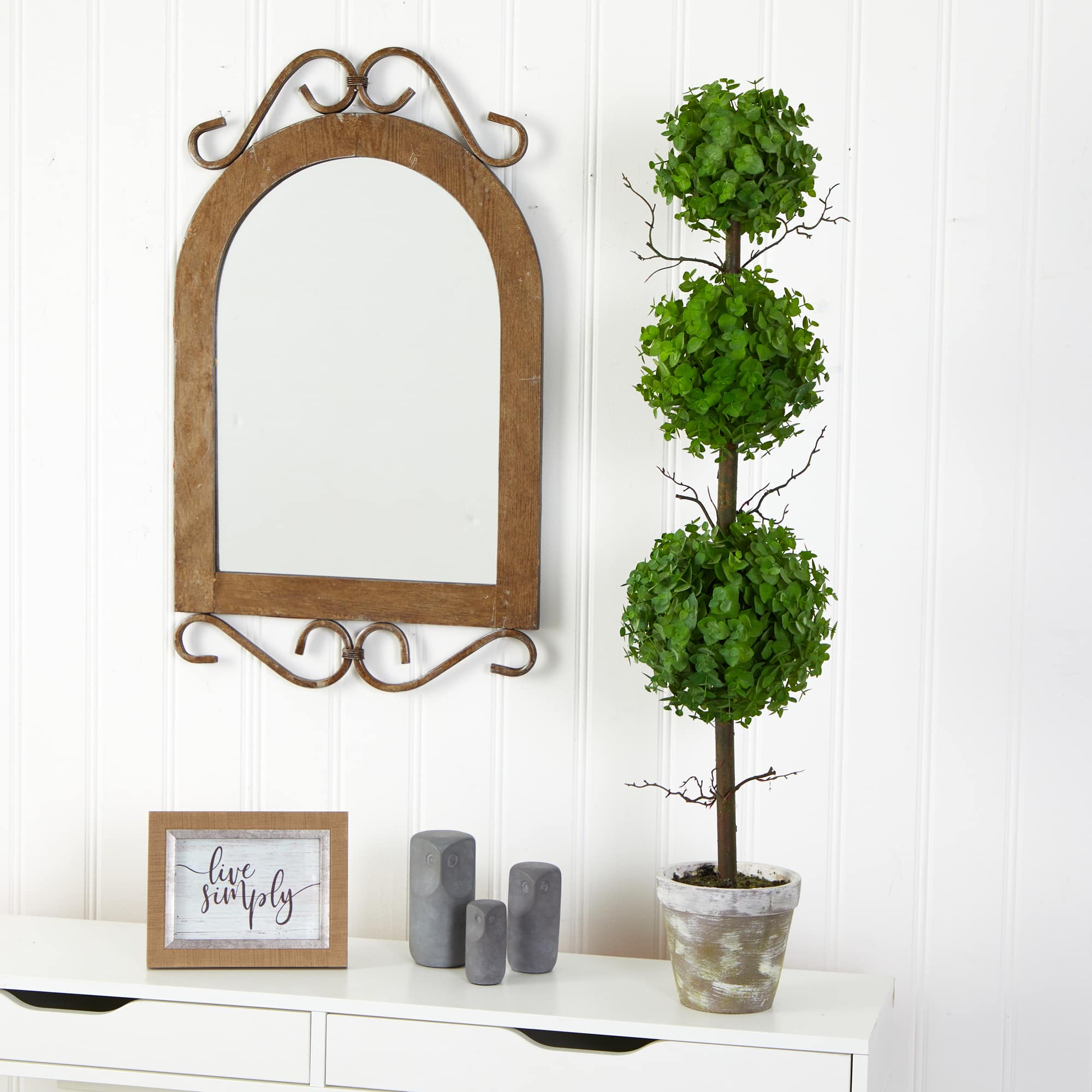 3ft. Potted Eucalyptus Triple Ball Topiary Tree