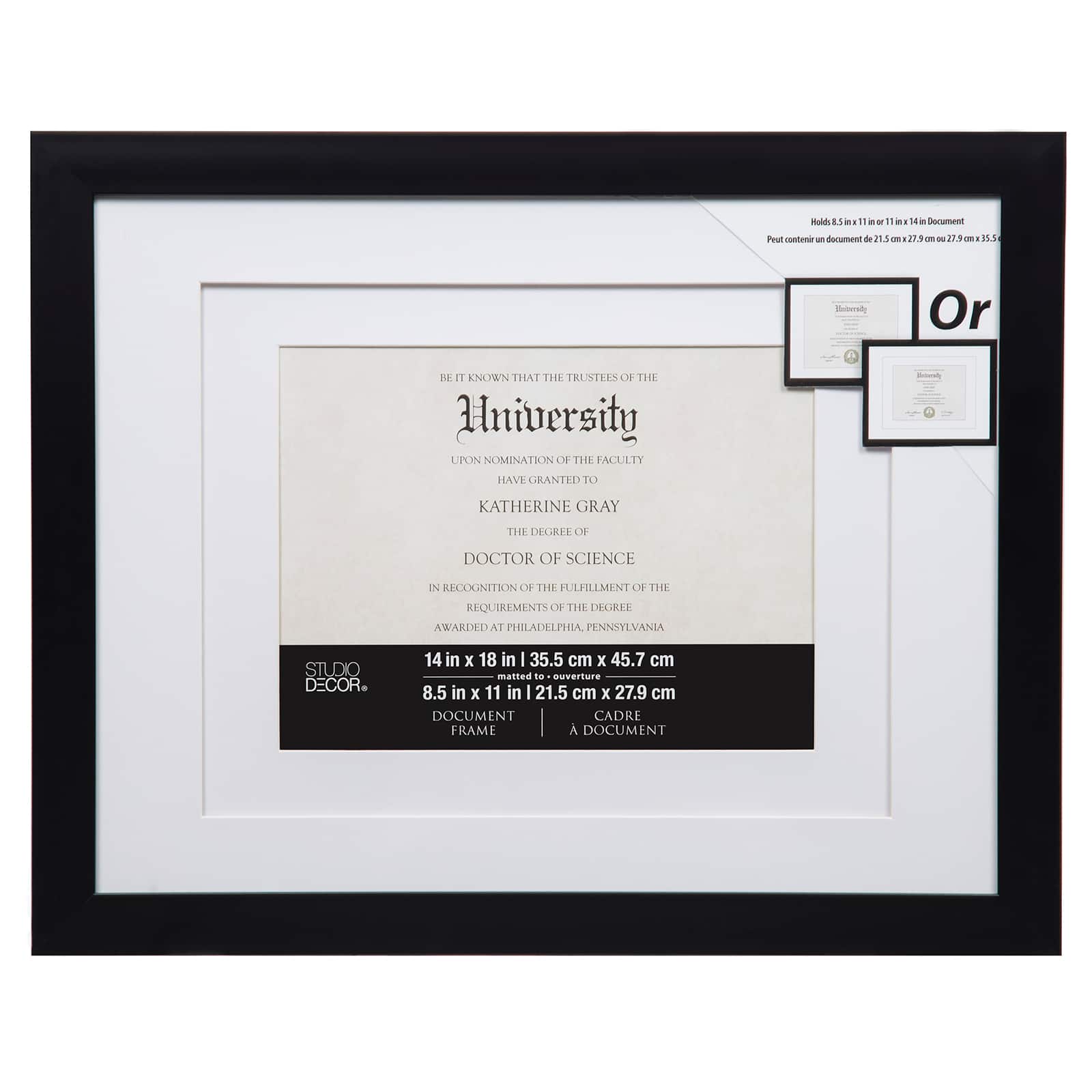 11" x 14" Black Double Mat Document Frame by Studio Décor®