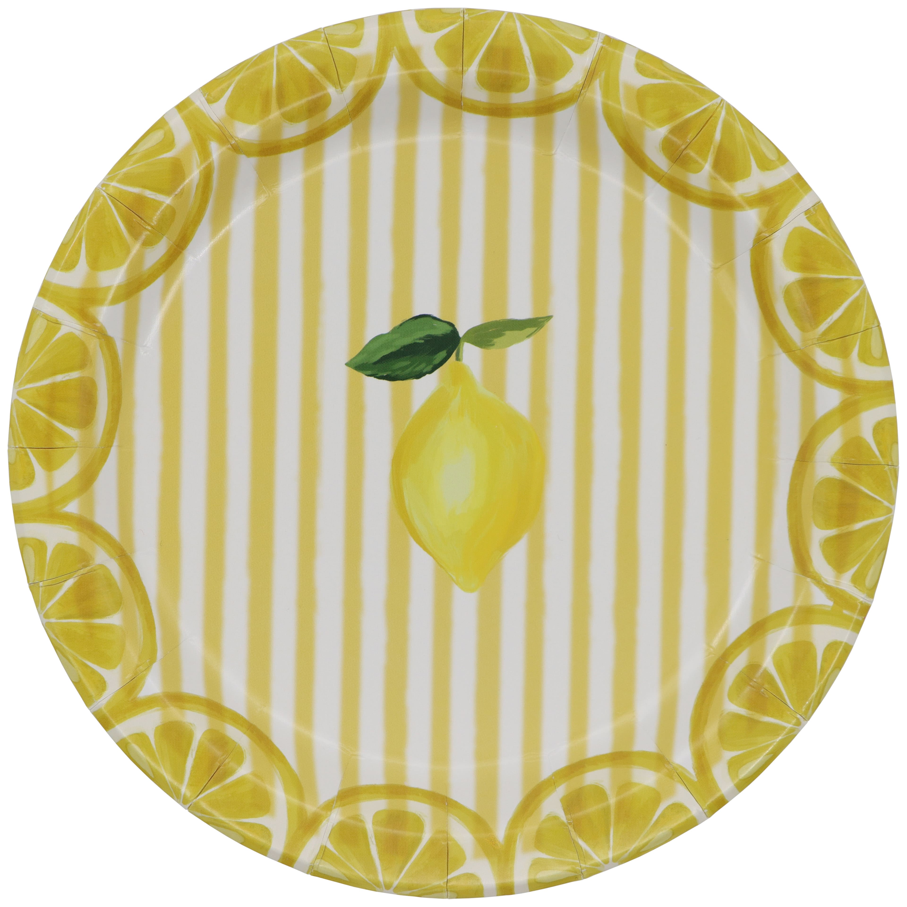 Citrus Kitchen 7" Lemon Stripes Paper Snack Plates, 10ct. by Celebrate It™