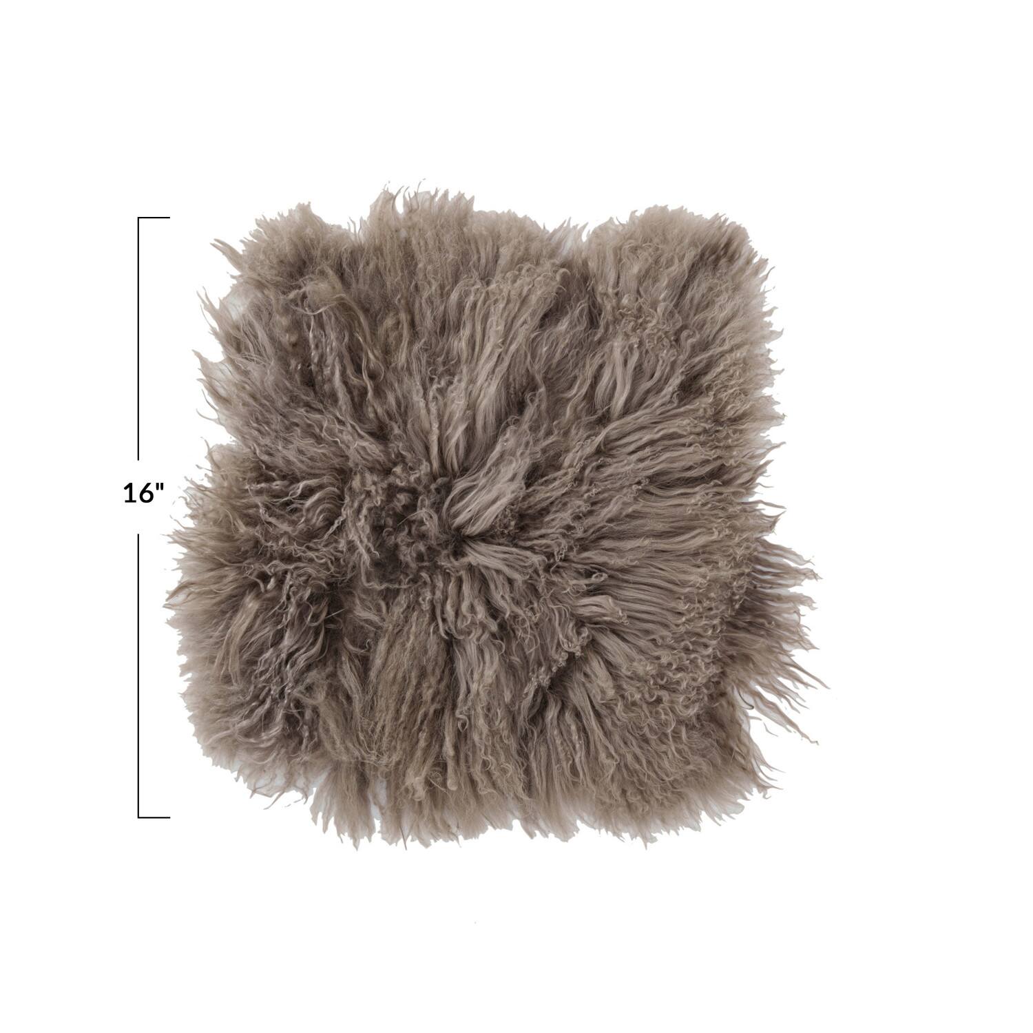 Hello Honey® 16" x 16" Charcoal Mongolian Lamb Fur Seat Cover