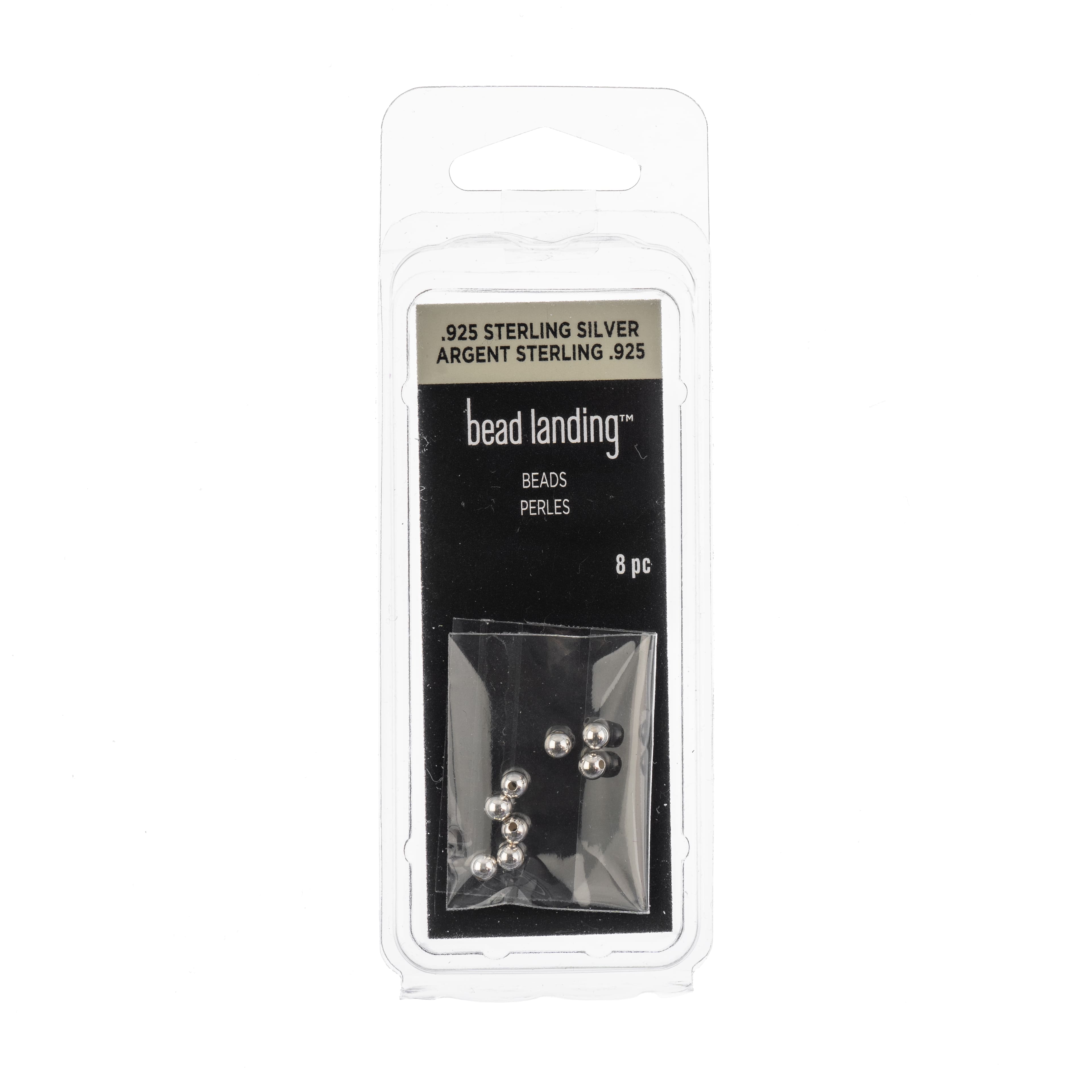 Perles à sertir en argent Sterling, 3 mm, 8 unités de Bead Landing