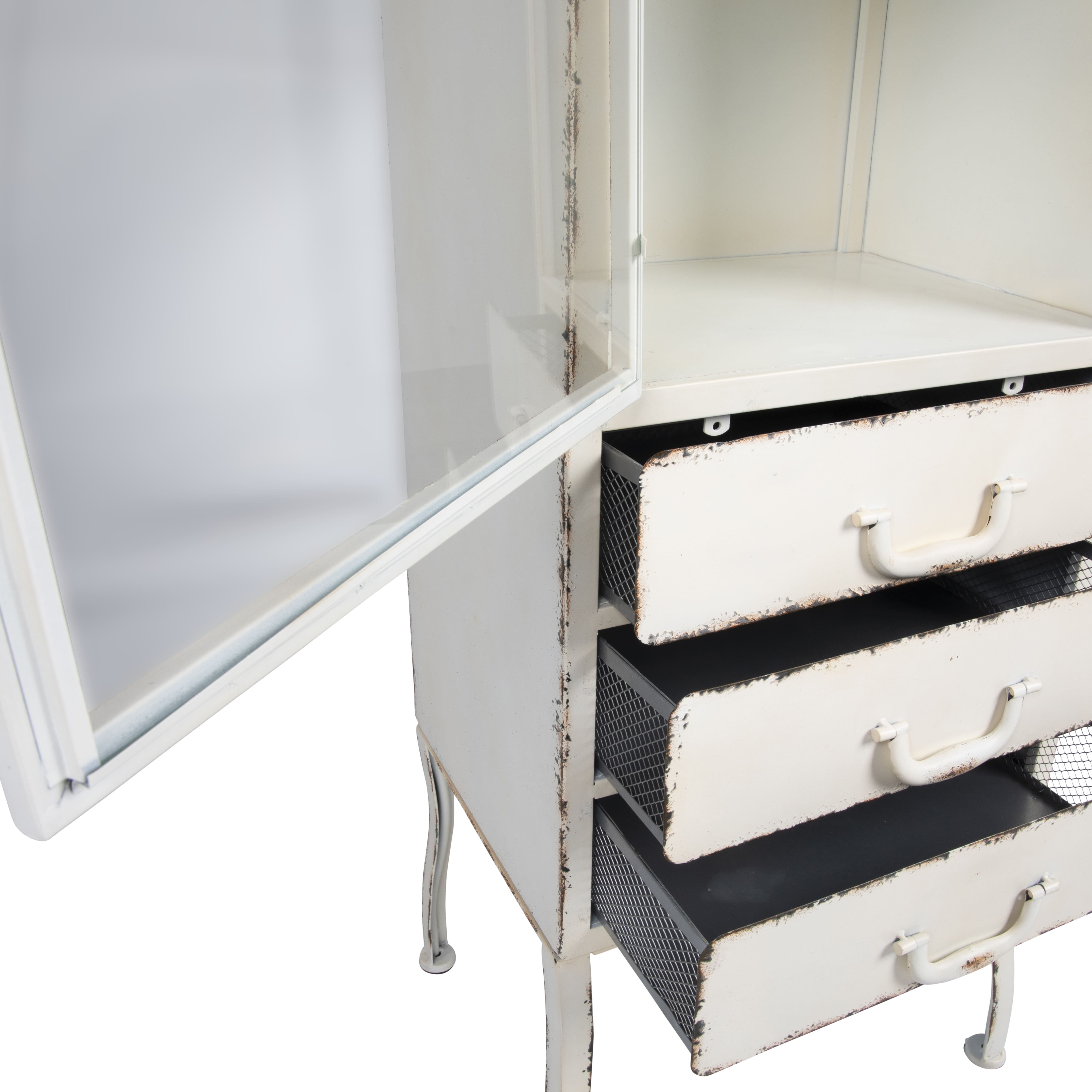 Hello Honey® Antique White Rustic Farmhouse Storage Cabinet