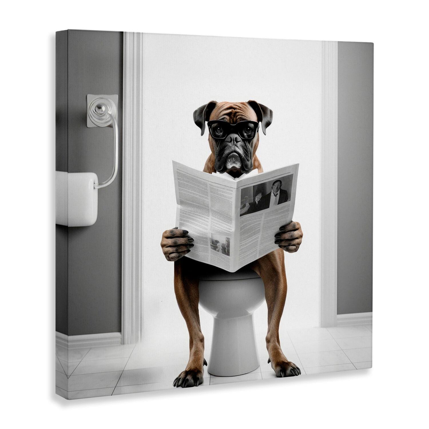 Stupell Industries Boxer Dog & Newspaper Canvas Wall Art