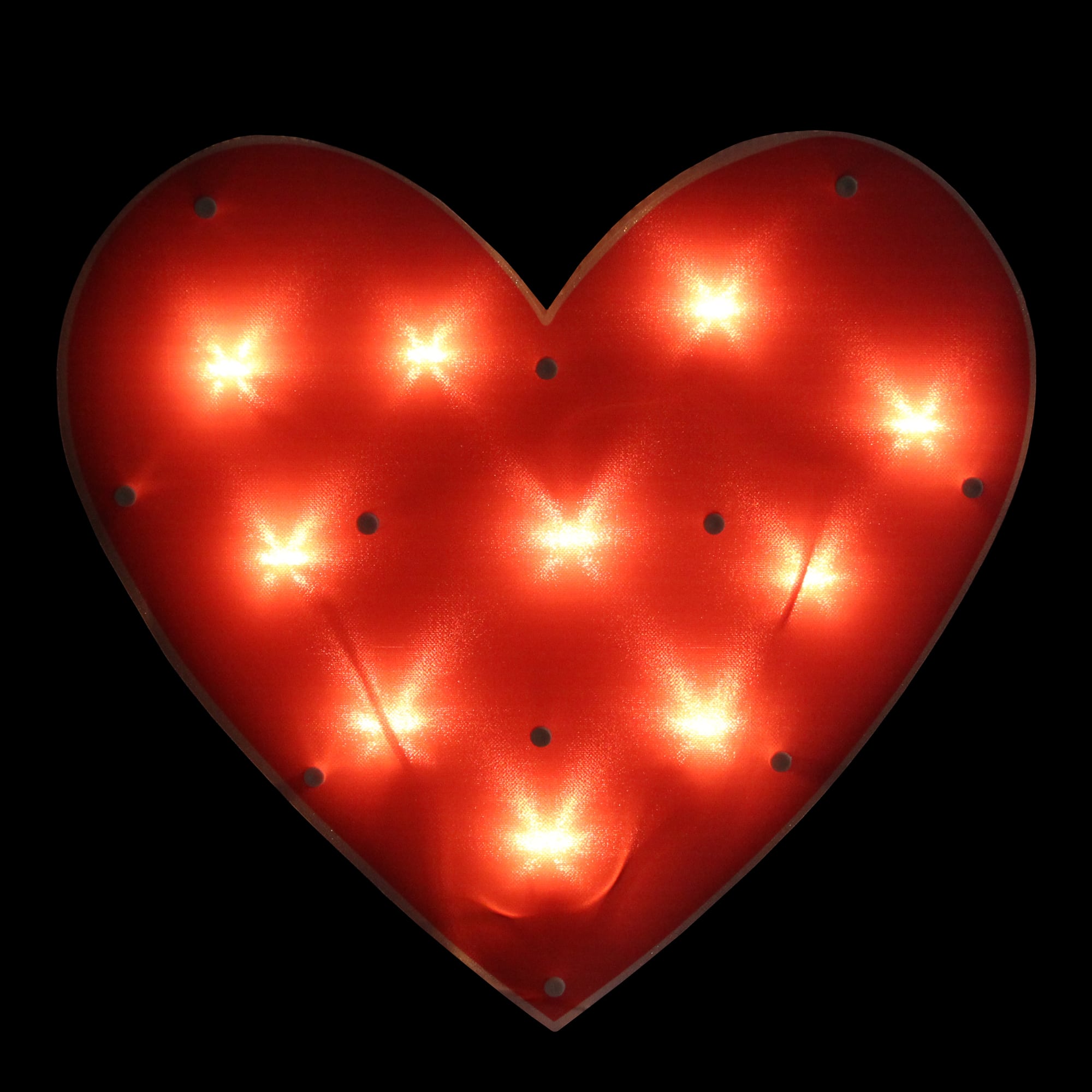 12" Lighted Shimmering Red Heart Window Silhouette Decoration