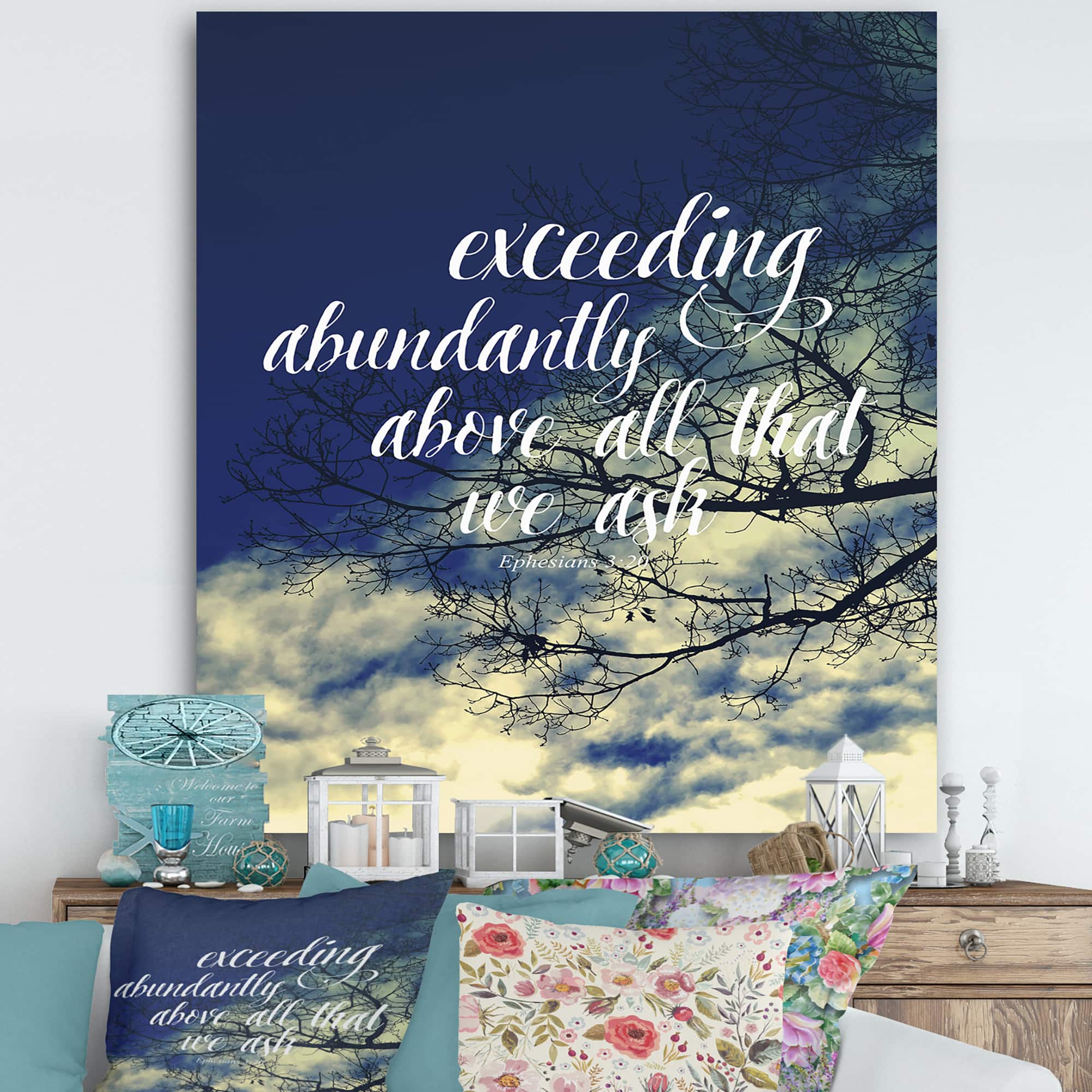 Designart - Bible Quote Ephesians 3:20 - Cottage Premium Canvas Wall Art