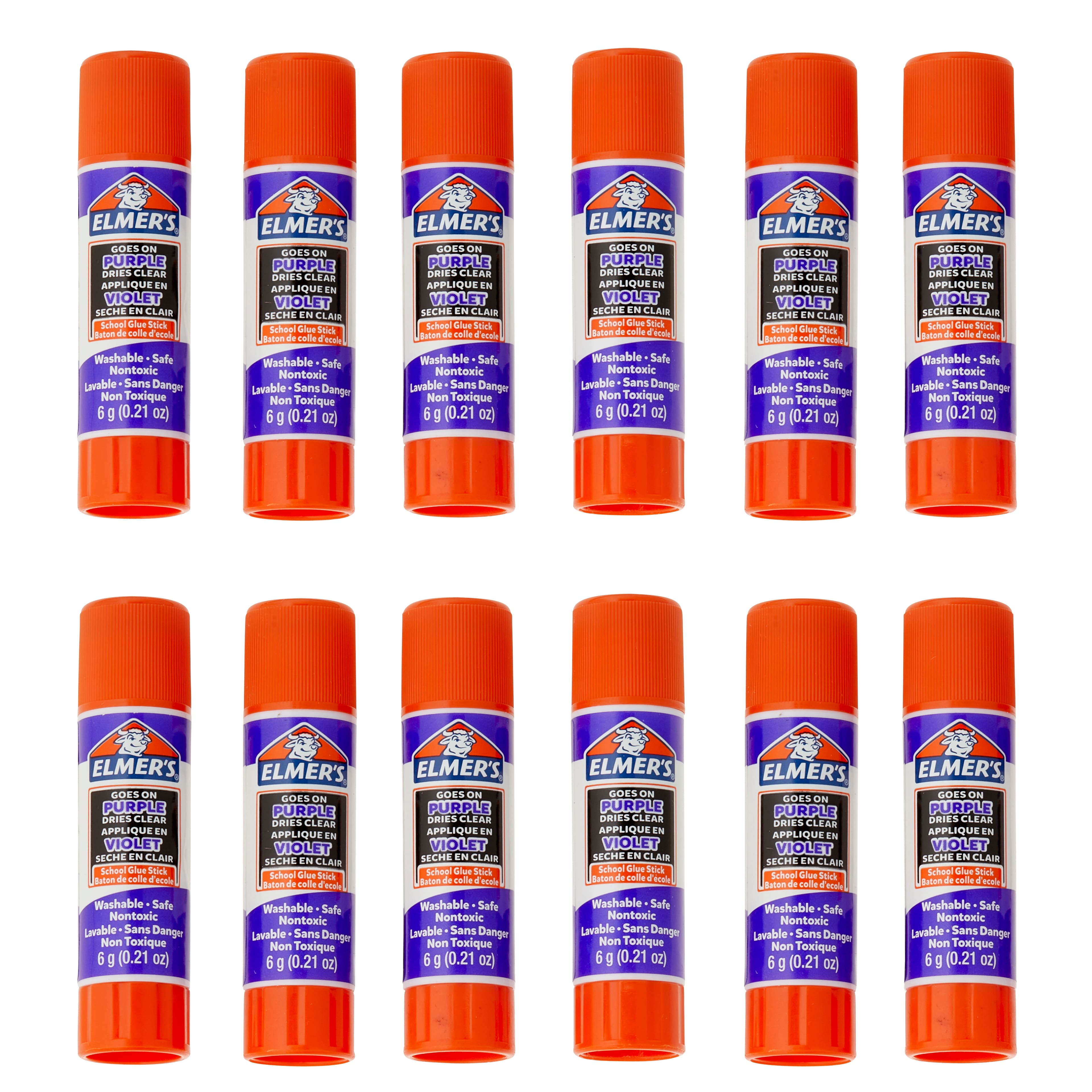 Paquet de 12 bâtonnets de colle scolaire mauve d’Elmer’s