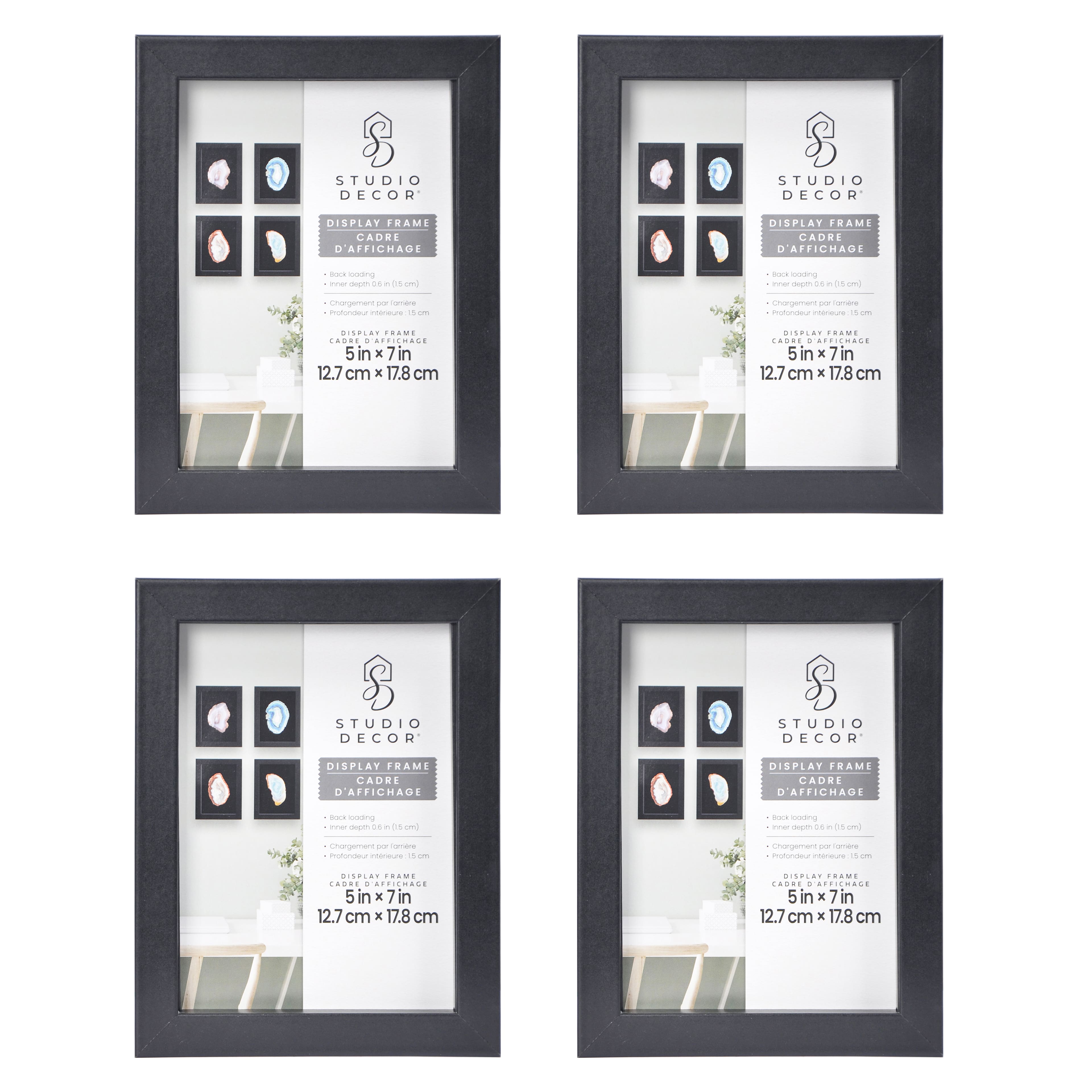 4 Pack 5" x 7" Black Back Loading Shadow Box by Studio Décor®
