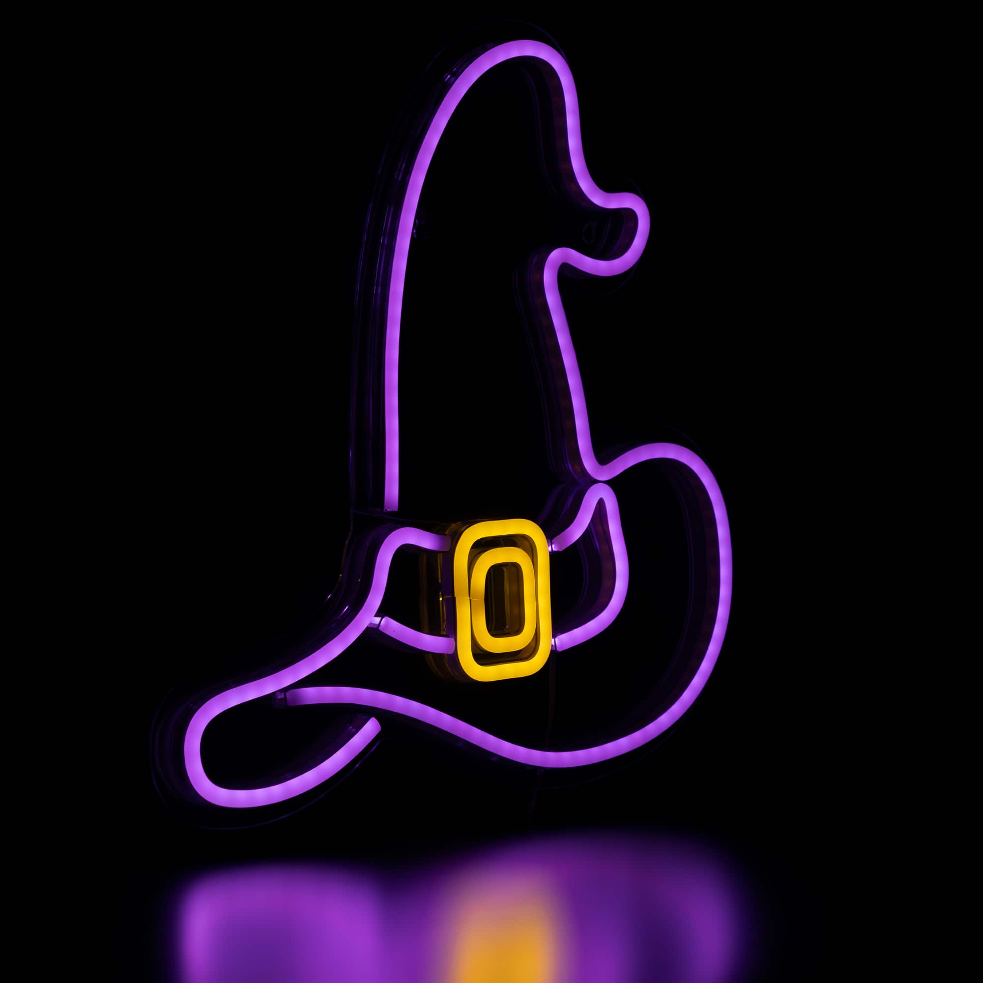 15" Purple LED Neon Style Witch Hat Halloween Window Silhouette