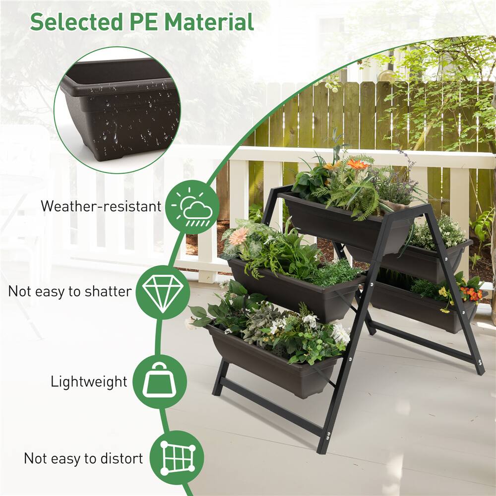 Costway 31" x 36" Raised Garden Bed 3-Tier Vertical Planter with Plant Boxes