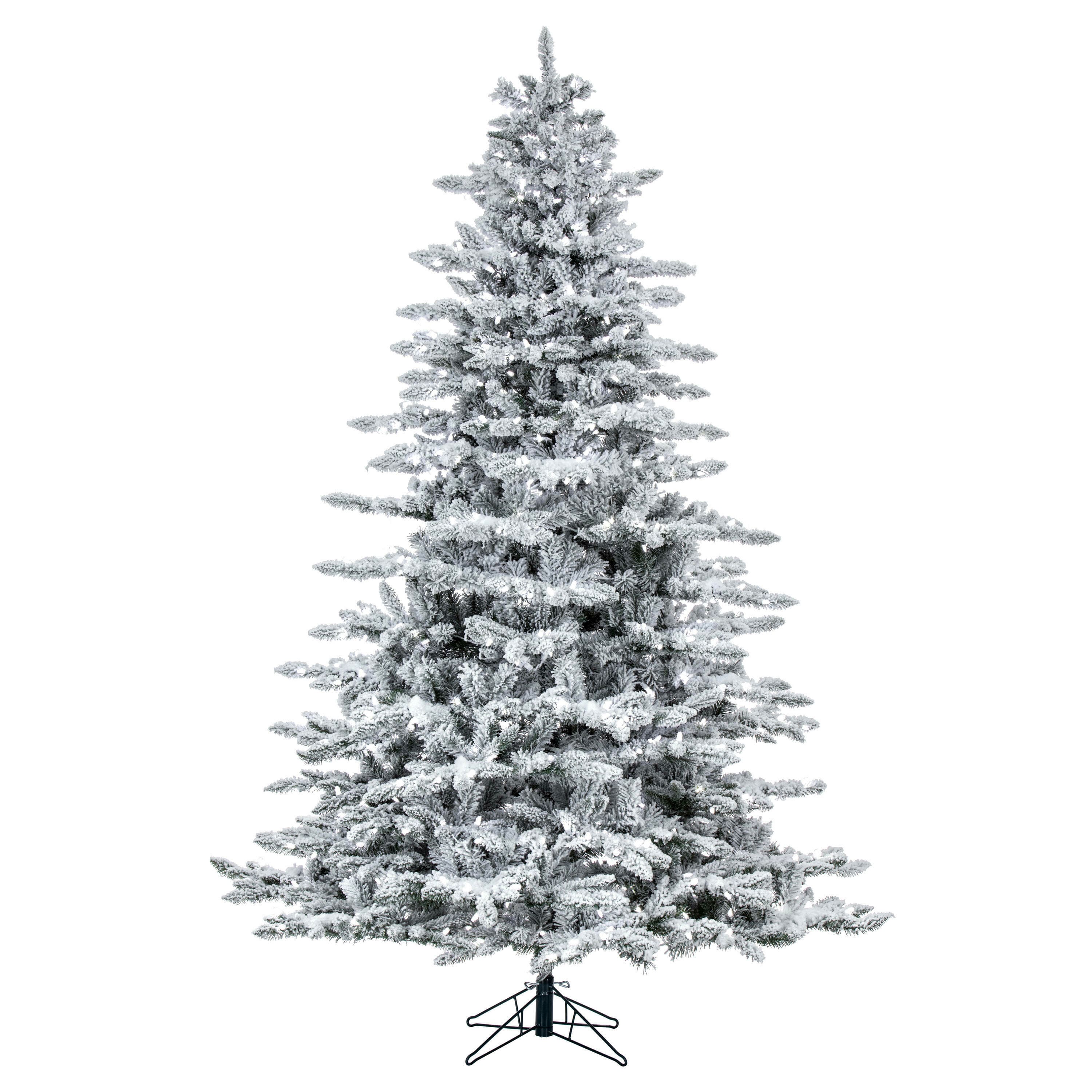 7.5ft. Pre-Lit Flocked Utica Fir Artificial Christmas Tree, Pure White LED Lights