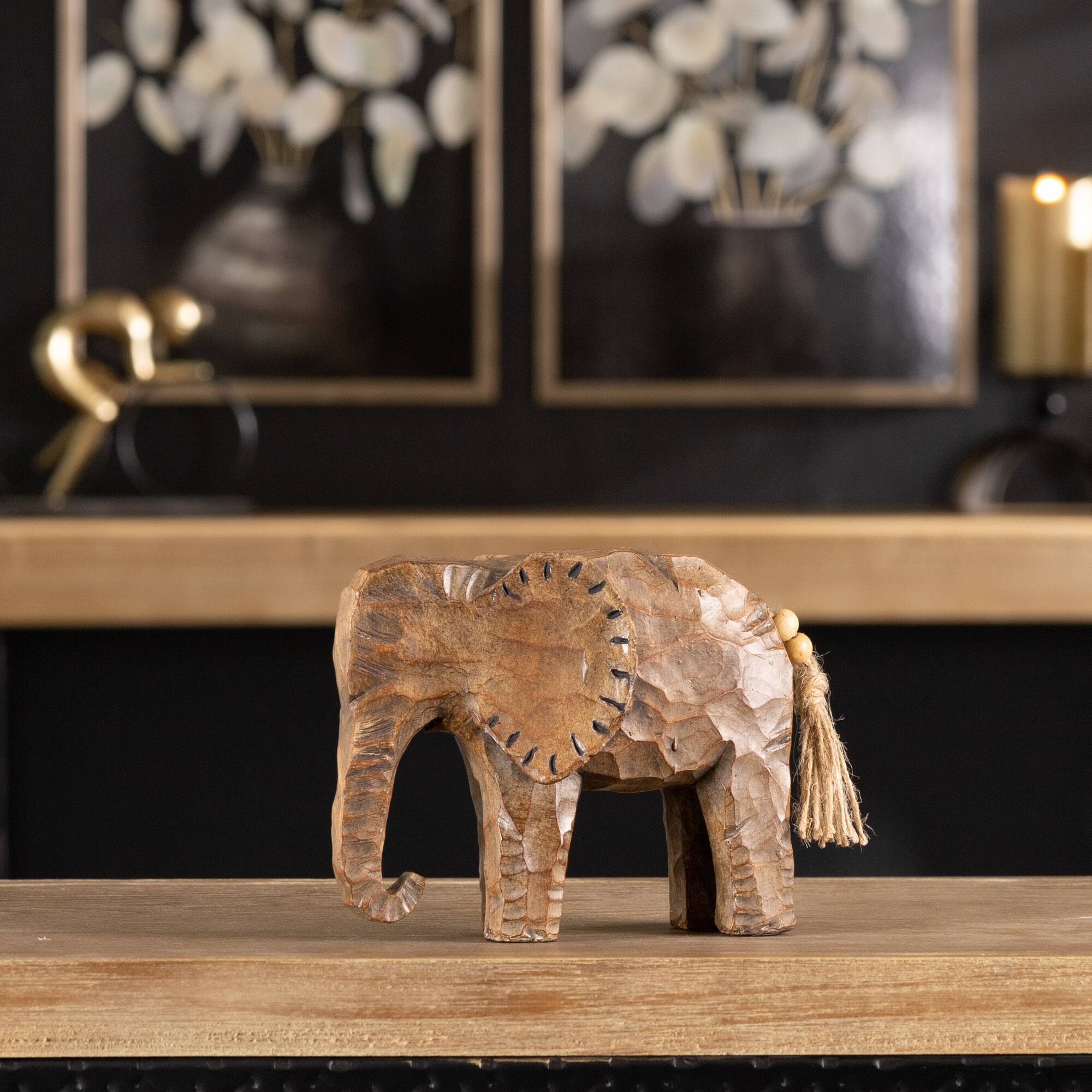 6.25" Carved Elephant Accent, 2ct.