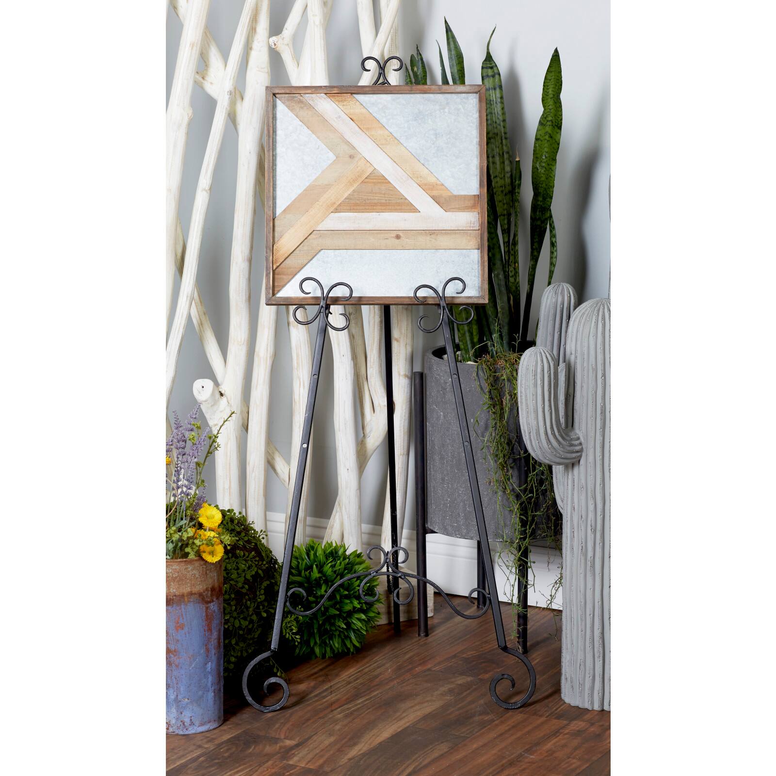 Traditional Black Iron Floor Easel, 46" x 21" x 22"