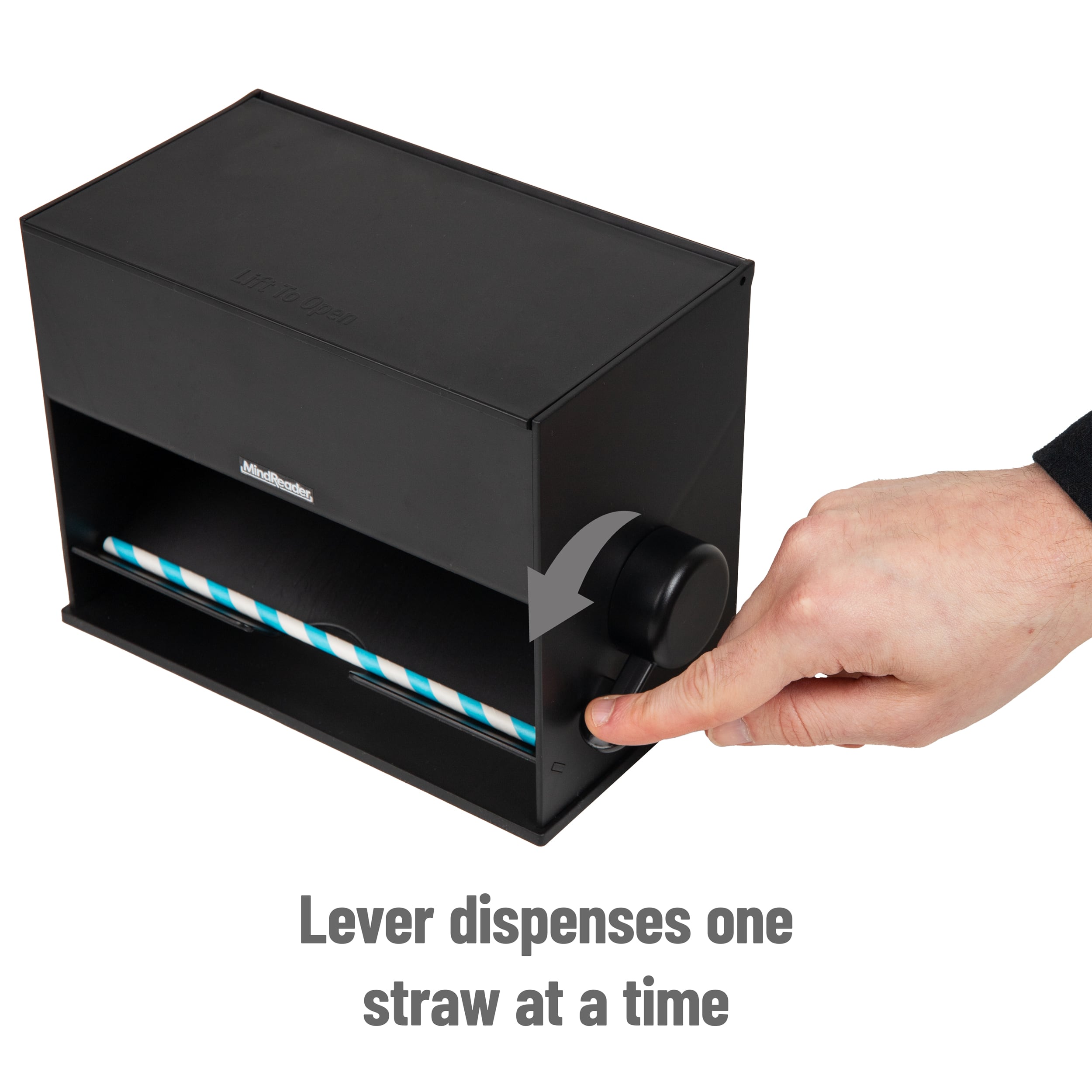 Mind Reader Black Plastic Straw & Pencil Dispenser