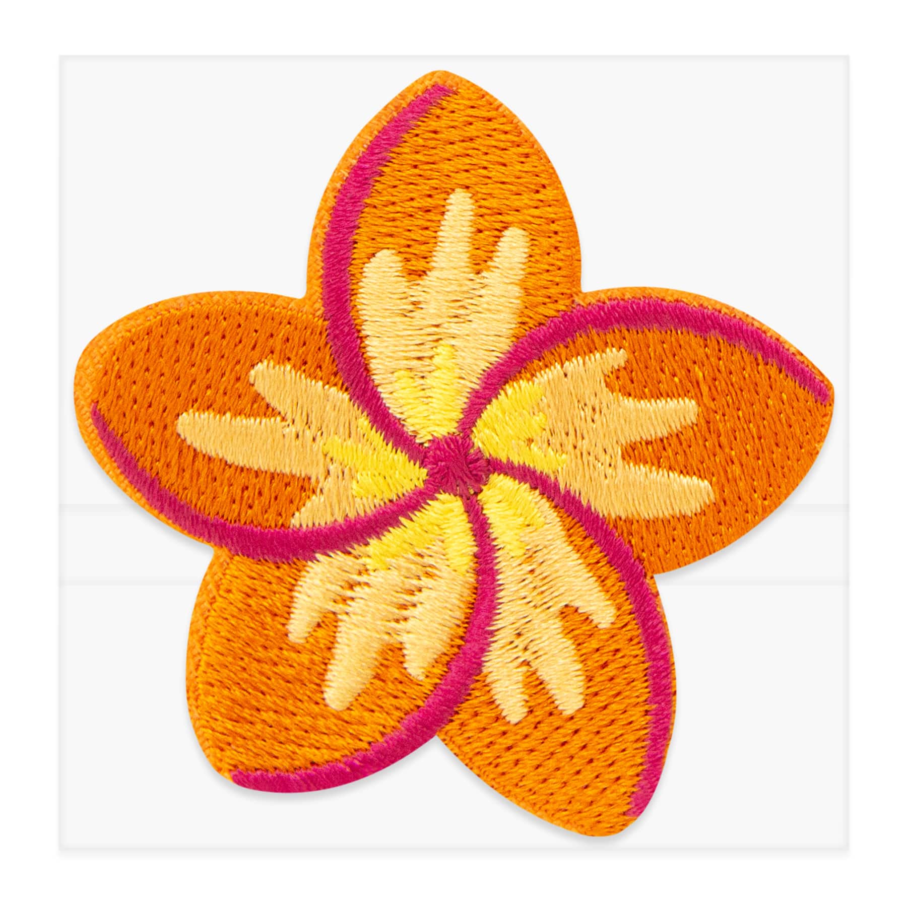 Orange Hibiscus Embroidered Iron-On & Adhesive Patch by Make Market®