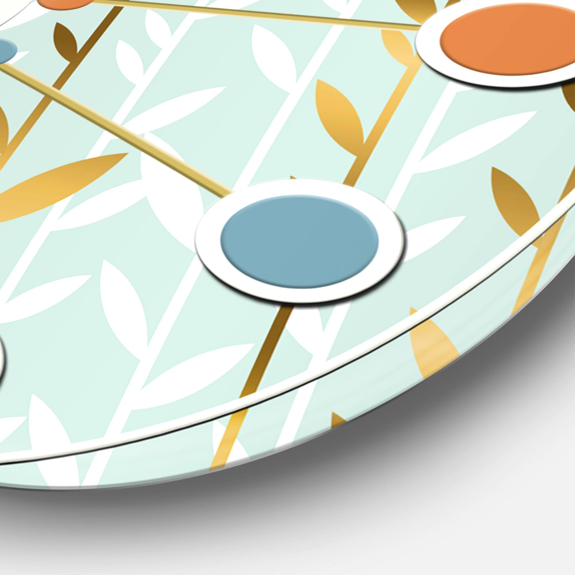 Designart 'Golden Foliage I Mid-Century Modern Wall Clock