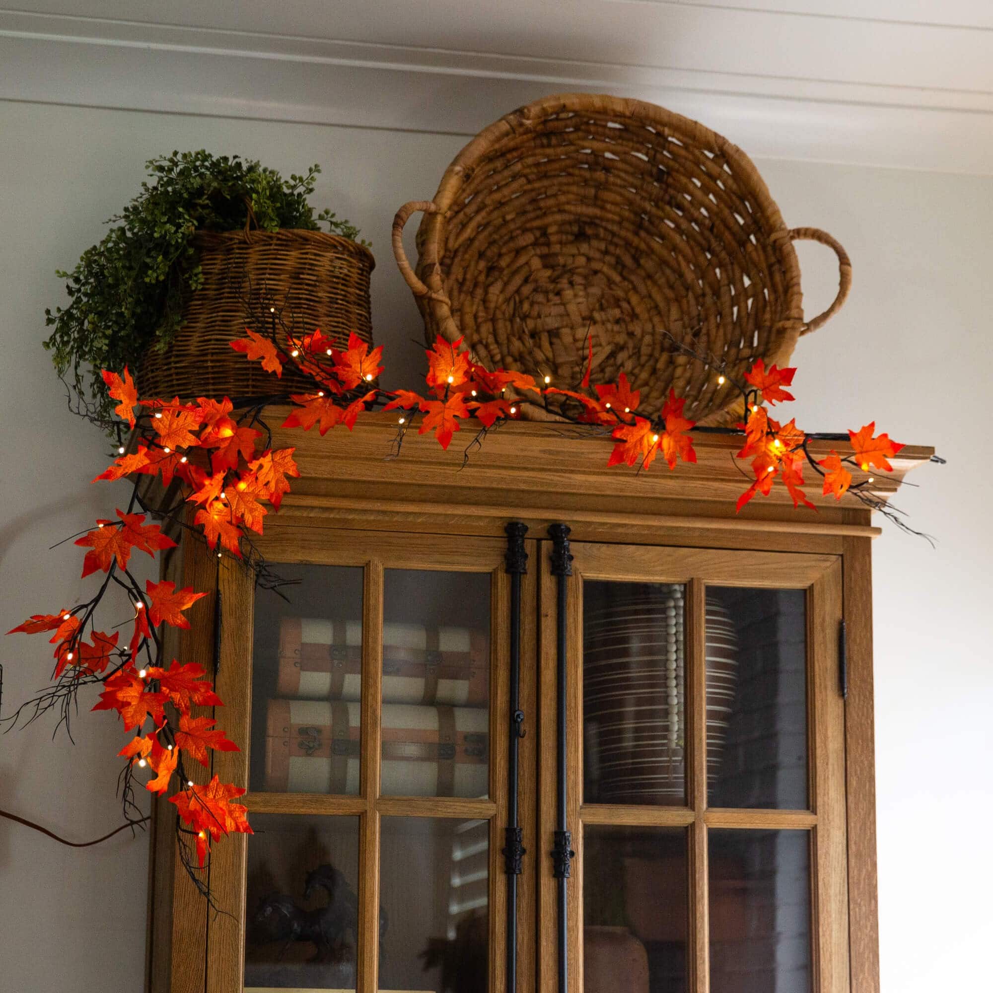 6ft. Pre-Lit Autumn Maple Artificial Fall Garland with 54 Warm White LED Lights