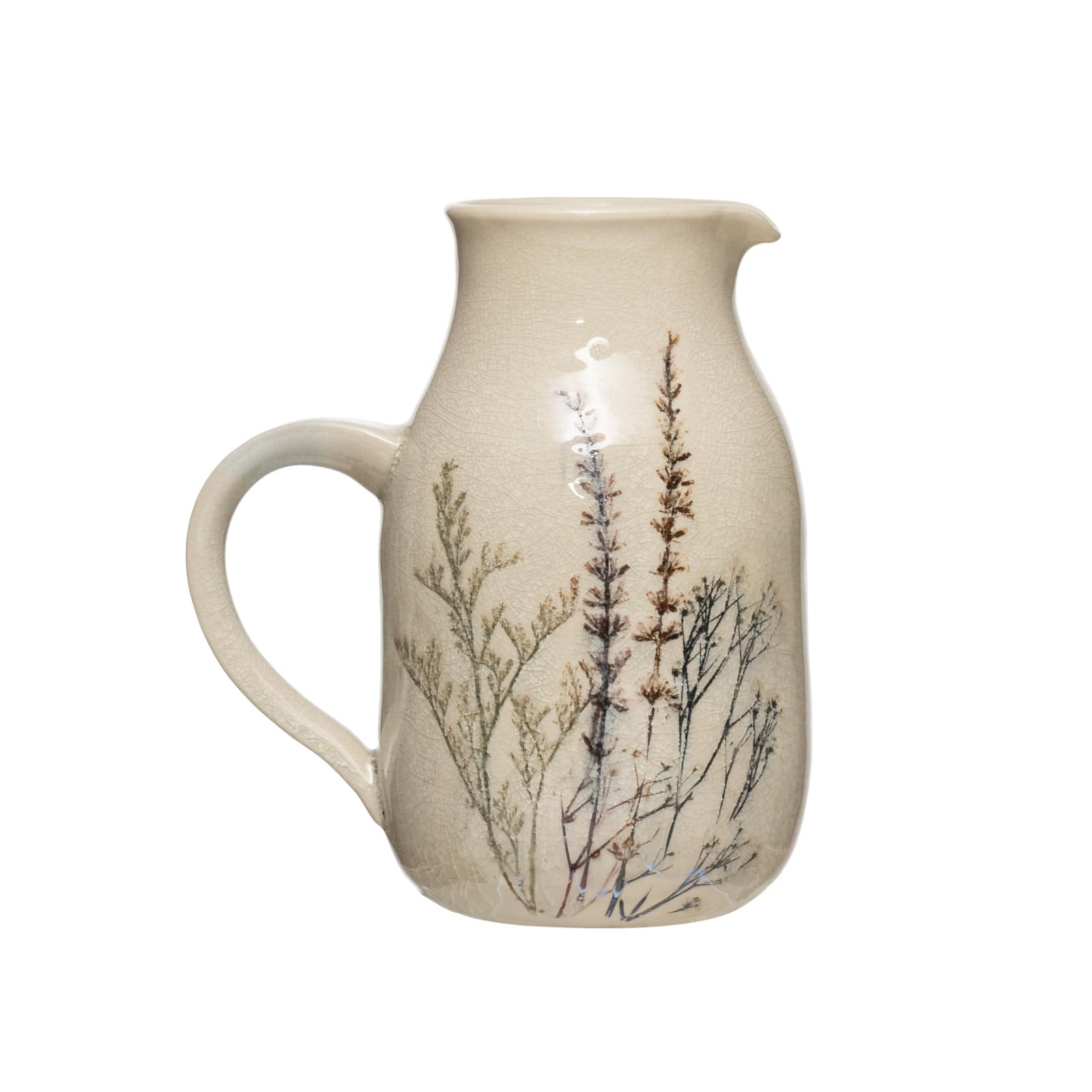 Hello Honey® 32oz. Floral Reactive Crackle Glaze Stoneware Debossed Pitcher