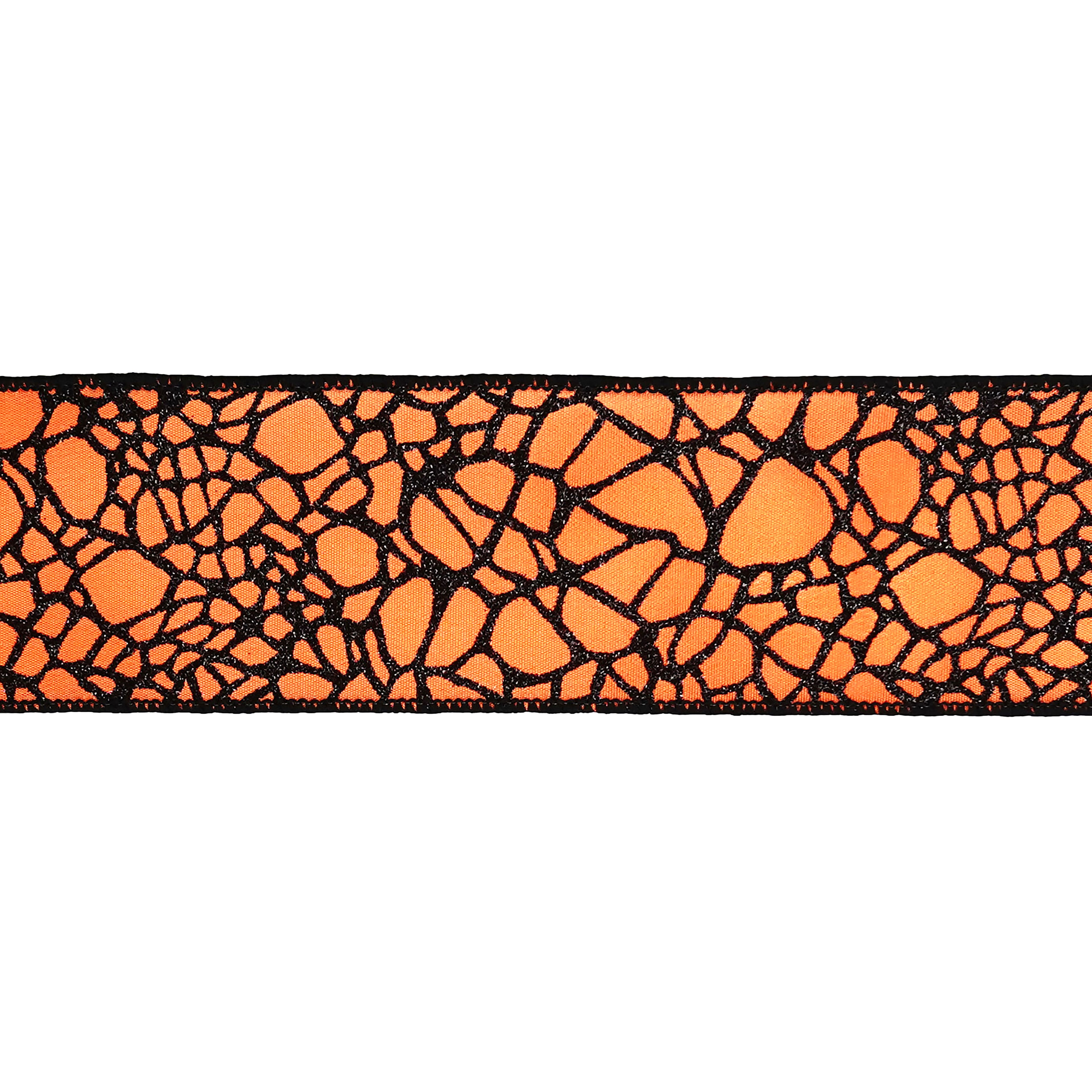 2.5" x 6.6yd. Orange & Black Glitter Spiderweb Wired Taffeta Ribbon by Celebrate It®
