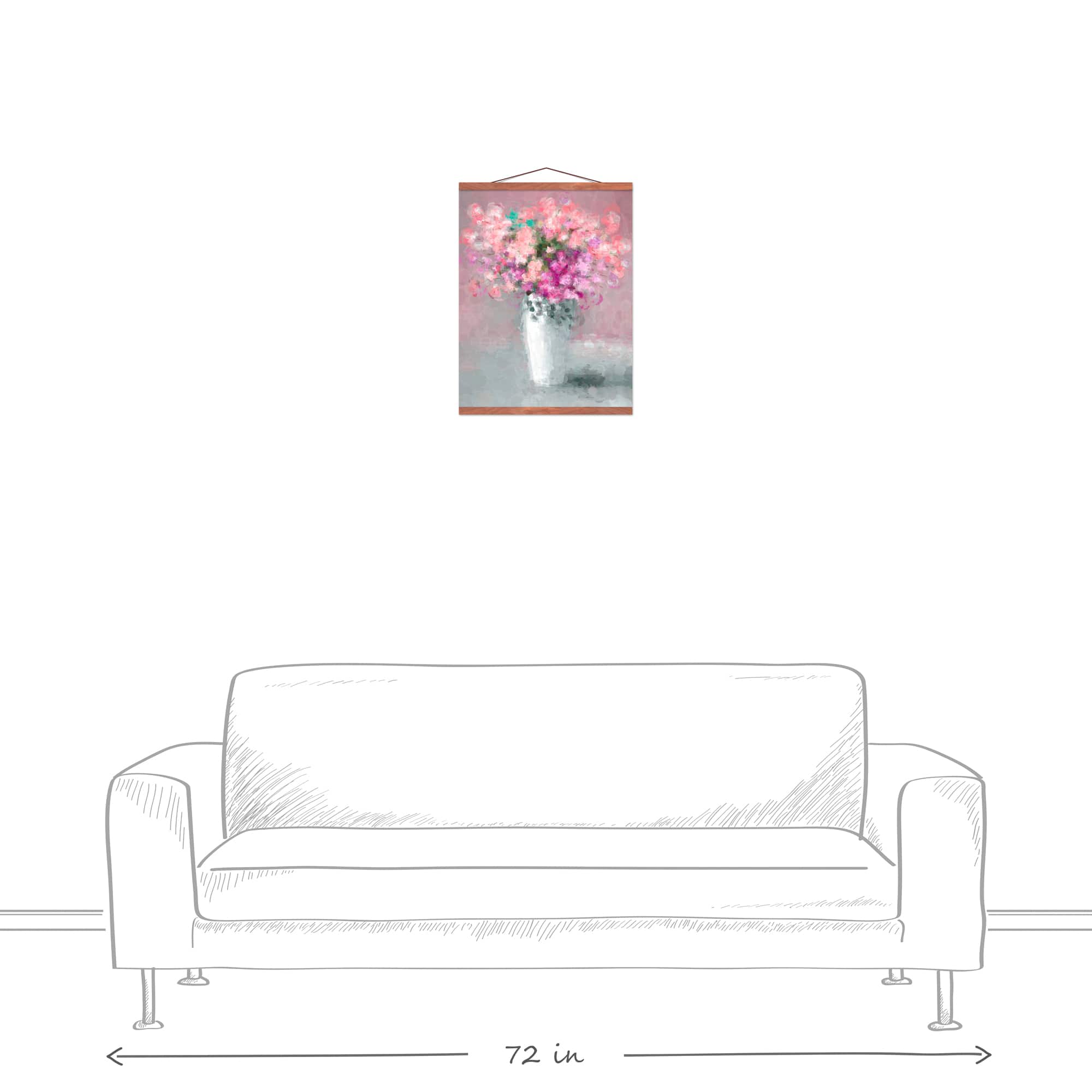 Tall Vased Florals 16" x 20" Teak Hanging Canvas