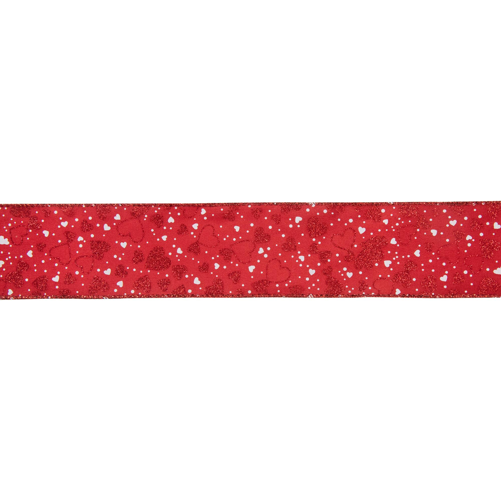 2.5" x 10yd. Red Hearts Valentine's Day Wired Craft Ribbon By Northlight | Michaels®