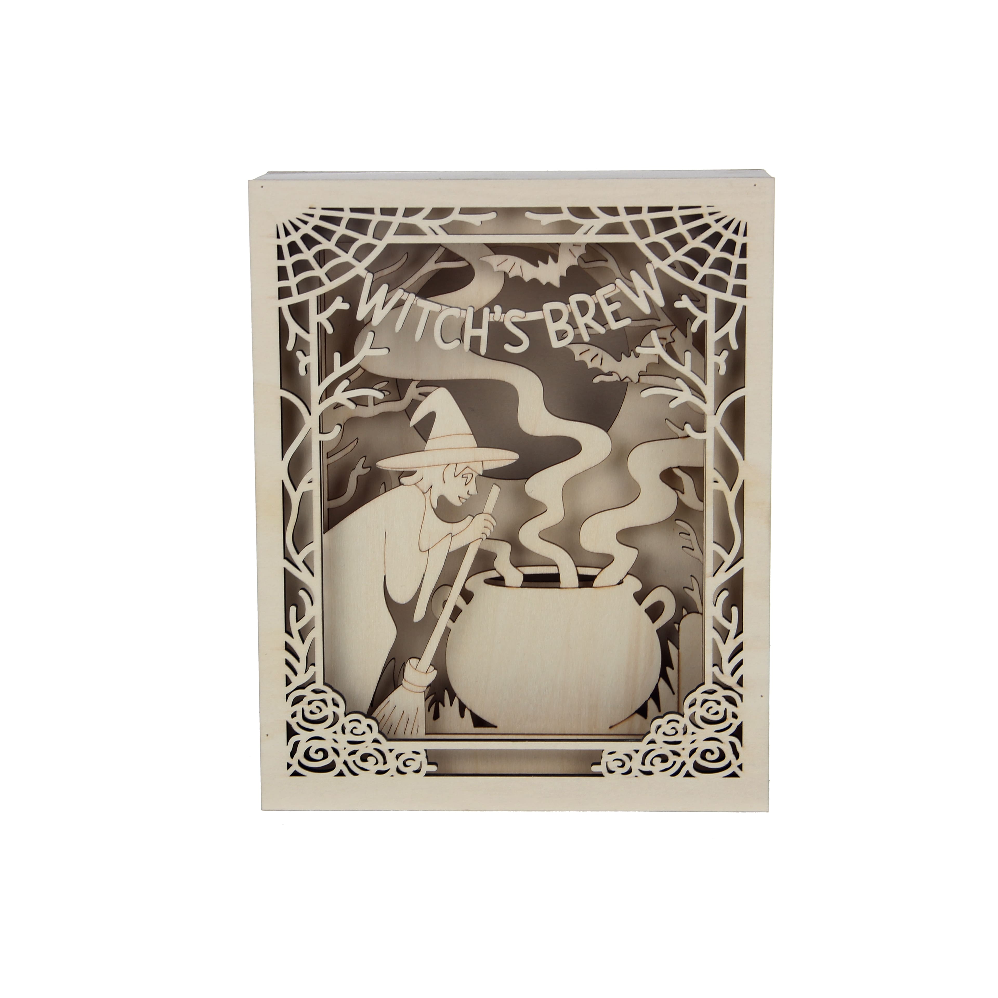 8.75" Witch's Brew Shadow Box DIY LED Wood Décor by Make Market®