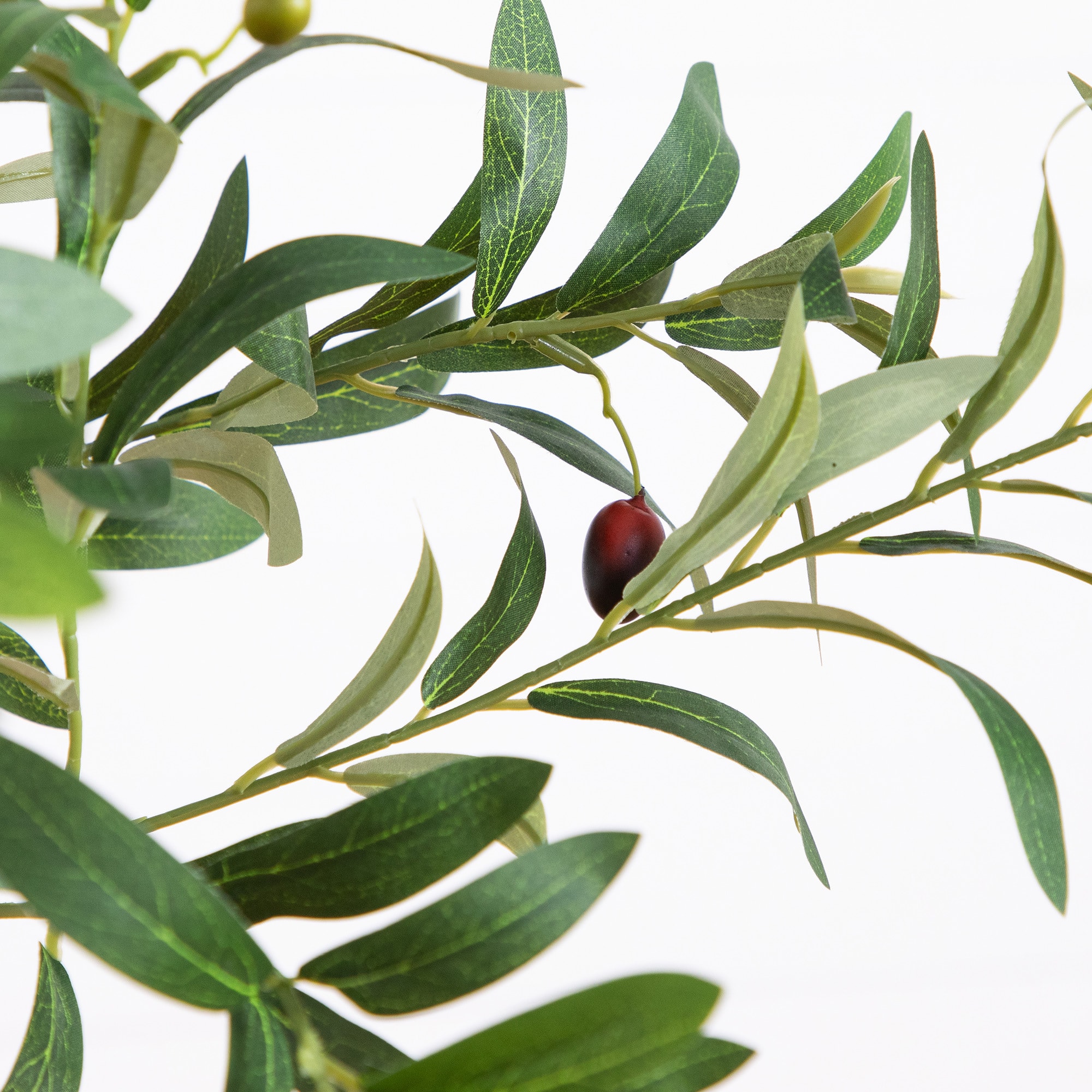 Artificial Minimalist Olive Tree in White Decorative Planter