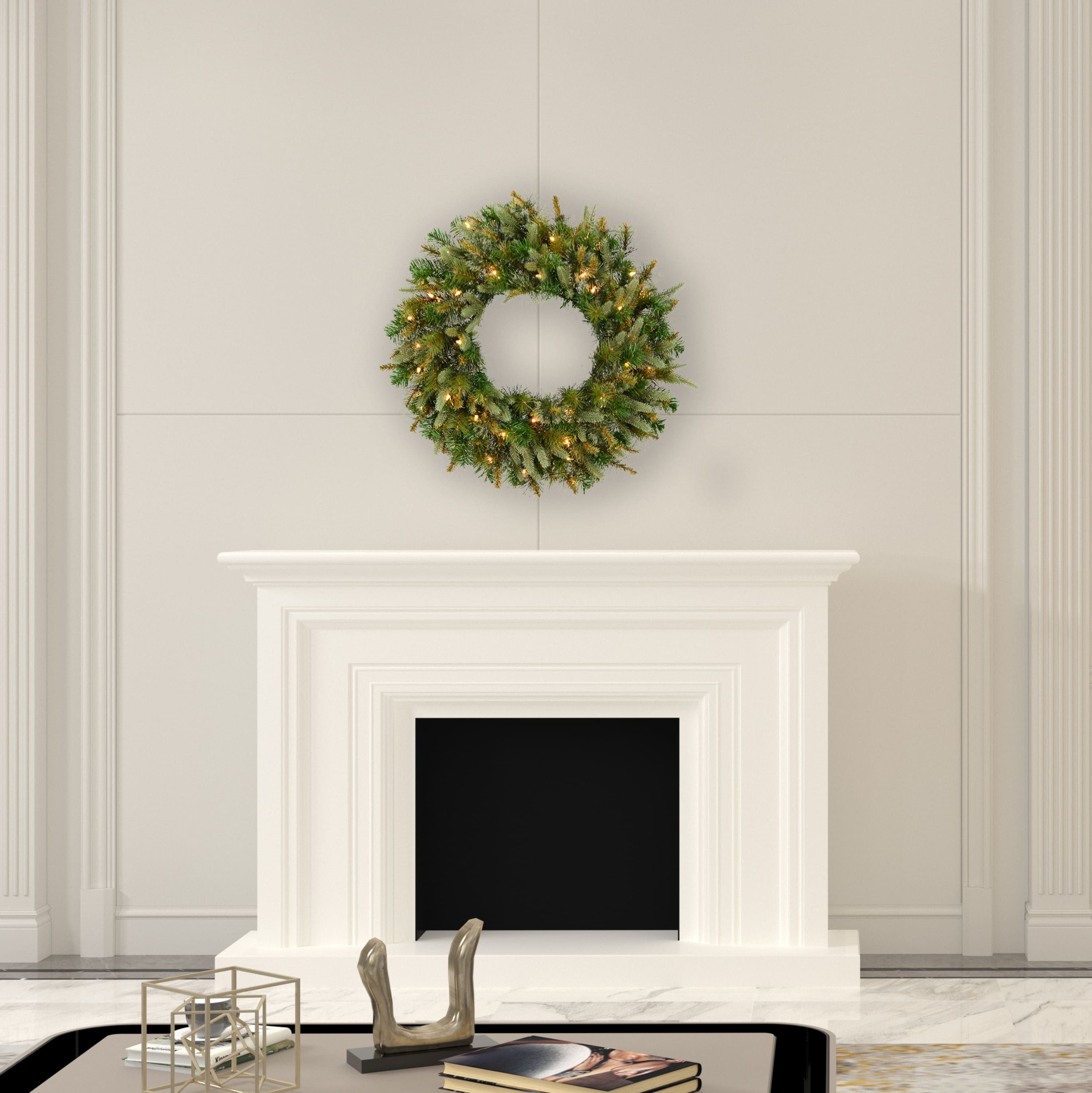 30" Pre-Lit Cashmere Artificial Christmas Wreath, Warm White Dura-lit LED Lights